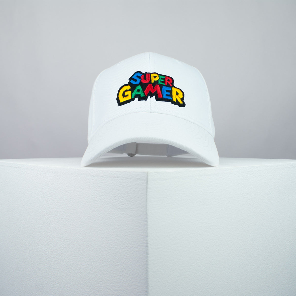 Super gamer / Mario embroidered baseball cap white / SNES / nintendo / N64 / gameboy / gaming / gamer / super mario / embroidery / patch / dad / hat / cap / clothing // Hatty Hats / iron on patch / dad hat embroidered patch / badge / applique / embroidered / punk patches / trucker hat / snapback / caps / dad hats / baseball hat / mens hat / womens hat / embroidered hat / dad cap / embroidered cap