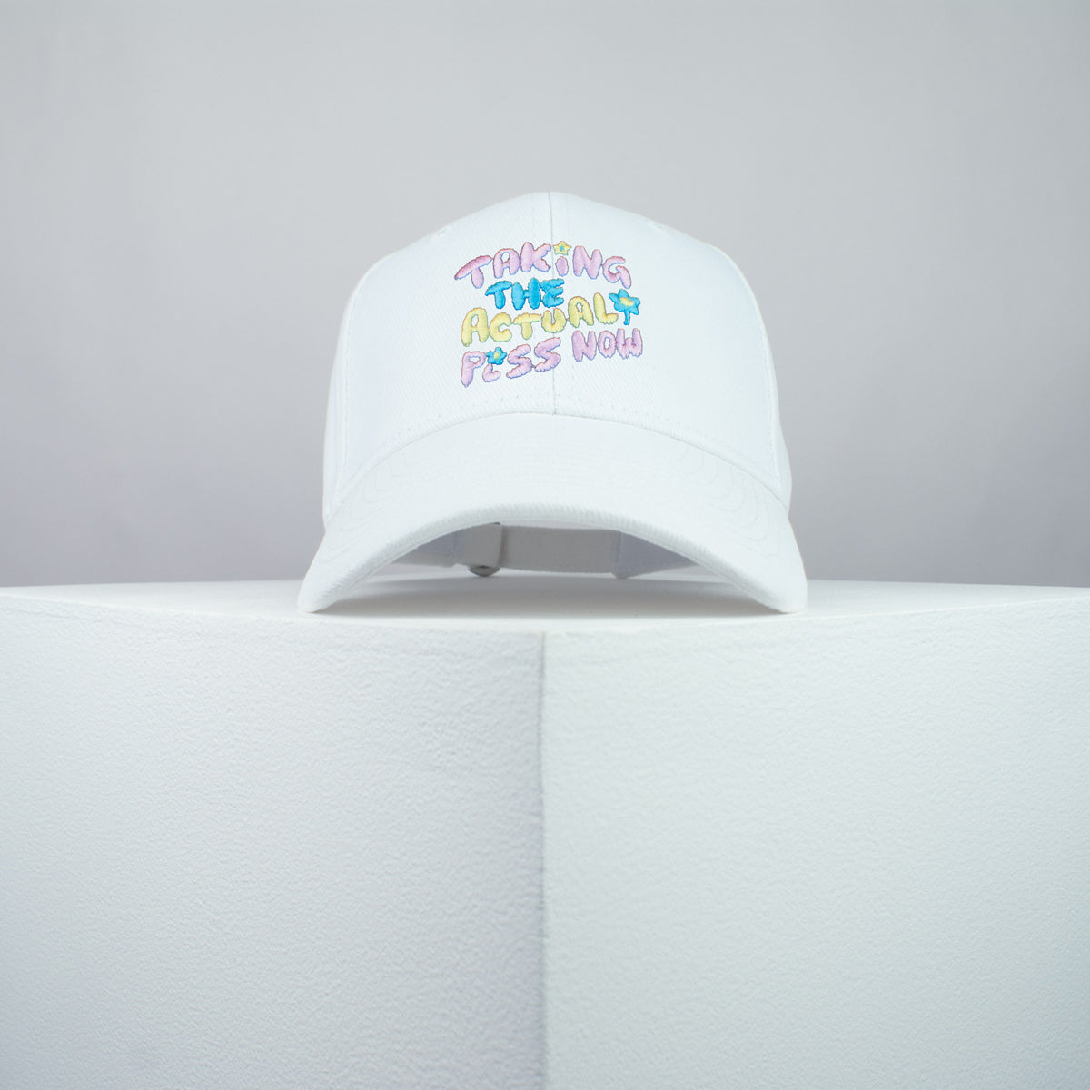 Taking the piss embroidered baseball cap white / yoga / meditation / anxiety / gift for her / embroidery / patch / hat / dad hat / cap / iron on patch / embroidered patch / badge / applique / embroidered / punk patches / trucker hat / snapback / caps / dad hats / baseball hat / mens hat / womens hat / embroidered hat / dad cap / embroidered cap