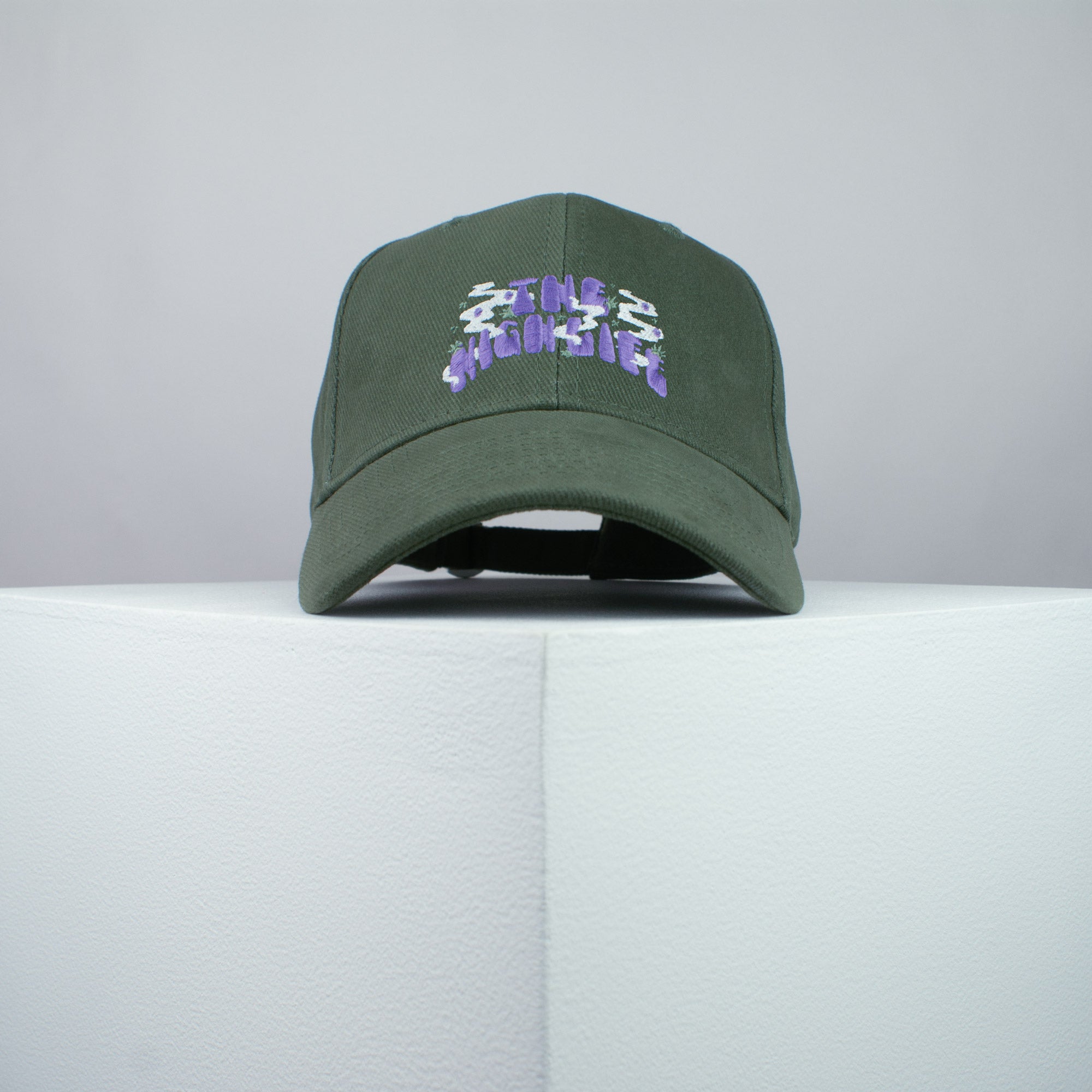 The high life embroidered baseball cap olive green / weed / marijuana / cannabis / hemp / embroidery / patch / dad / hat / cap / clothing // Hatty Hats / iron on patch / dad hat embroidered patch / badge / applique / embroidered / punk patches / trucker hat / snapback / caps / dad hats / baseball hat / mens hat / womens hat / embroidered hat / dad cap / embroidered cap