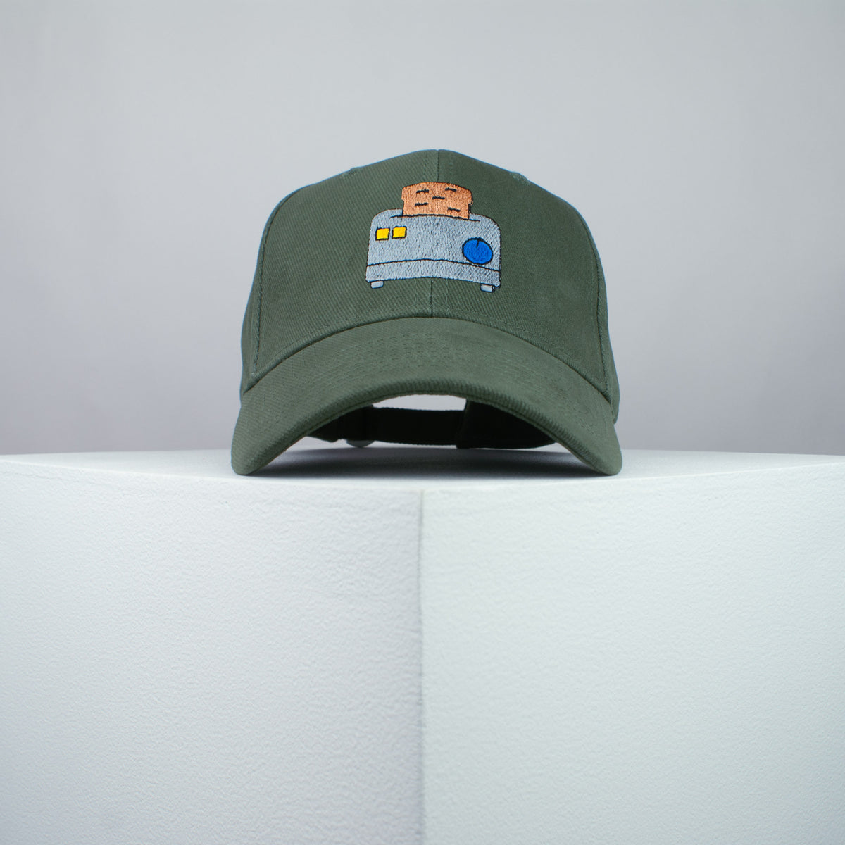 Toaster embroidered baseball cap olive green / kitchen / bread / miniature / food / embroidery / patch / hat / dad hat / cap / iron on patch / embroidered patch / badge / applique / embroidered / punk patches / trucker hat / snapback / caps / dad hats / baseball hat / mens hat / womens hat / embroidered hat / dad cap / embroidered cap