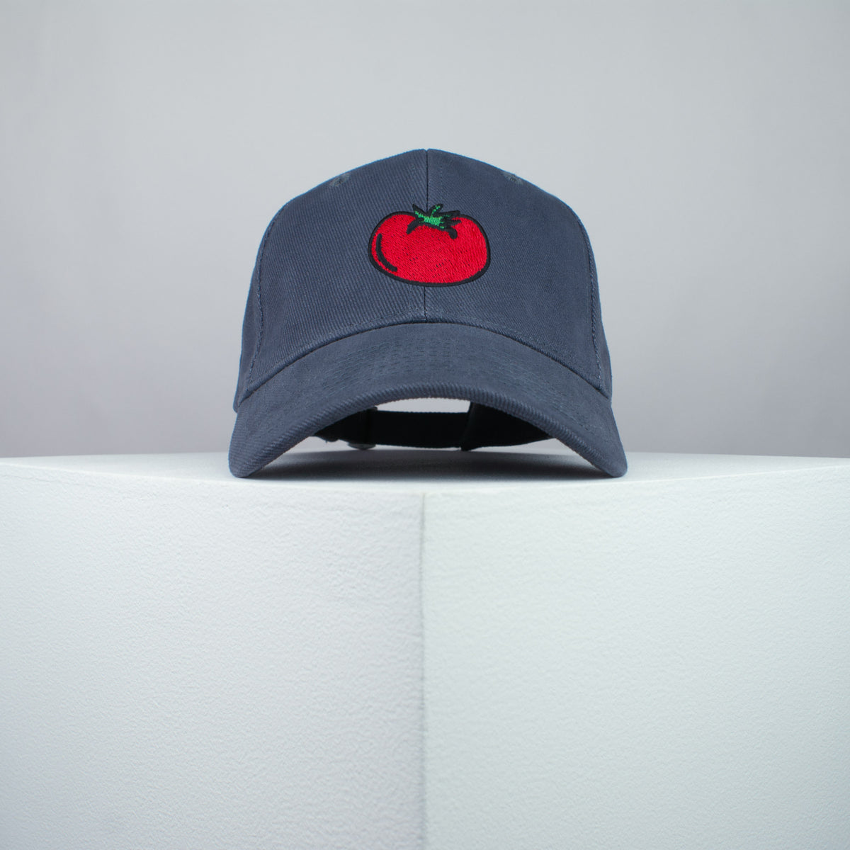 Tomato embroidered baseball cap grey / vegan / gift / food / embroidery / patch / hat / dad hat / cap / iron on patch / embroidered patch / badge / applique / embroidered / punk patches / trucker hat / snapback / caps / dad hats / baseball hat / mens hat / womens hat / embroidered hat / dad cap / embroidered cap