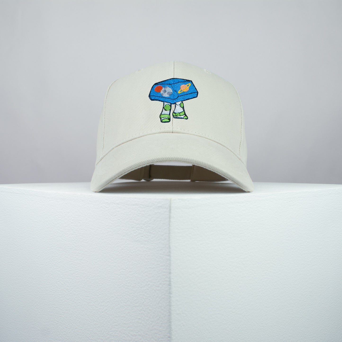 Toy Story Buzz Lightyear Pizza Planet embroidered baseball cap beige / pizza / space / woody / disney / embroidery / patch / dad / hat / cap / clothing // Hatty Hats / iron on patch / dad hat embroidered patch / badge / applique / embroidered / punk patches / trucker hat / snapback / caps / dad hats / baseball hat / mens hat / womens hat / embroidered hat / dad cap / embroidered cap