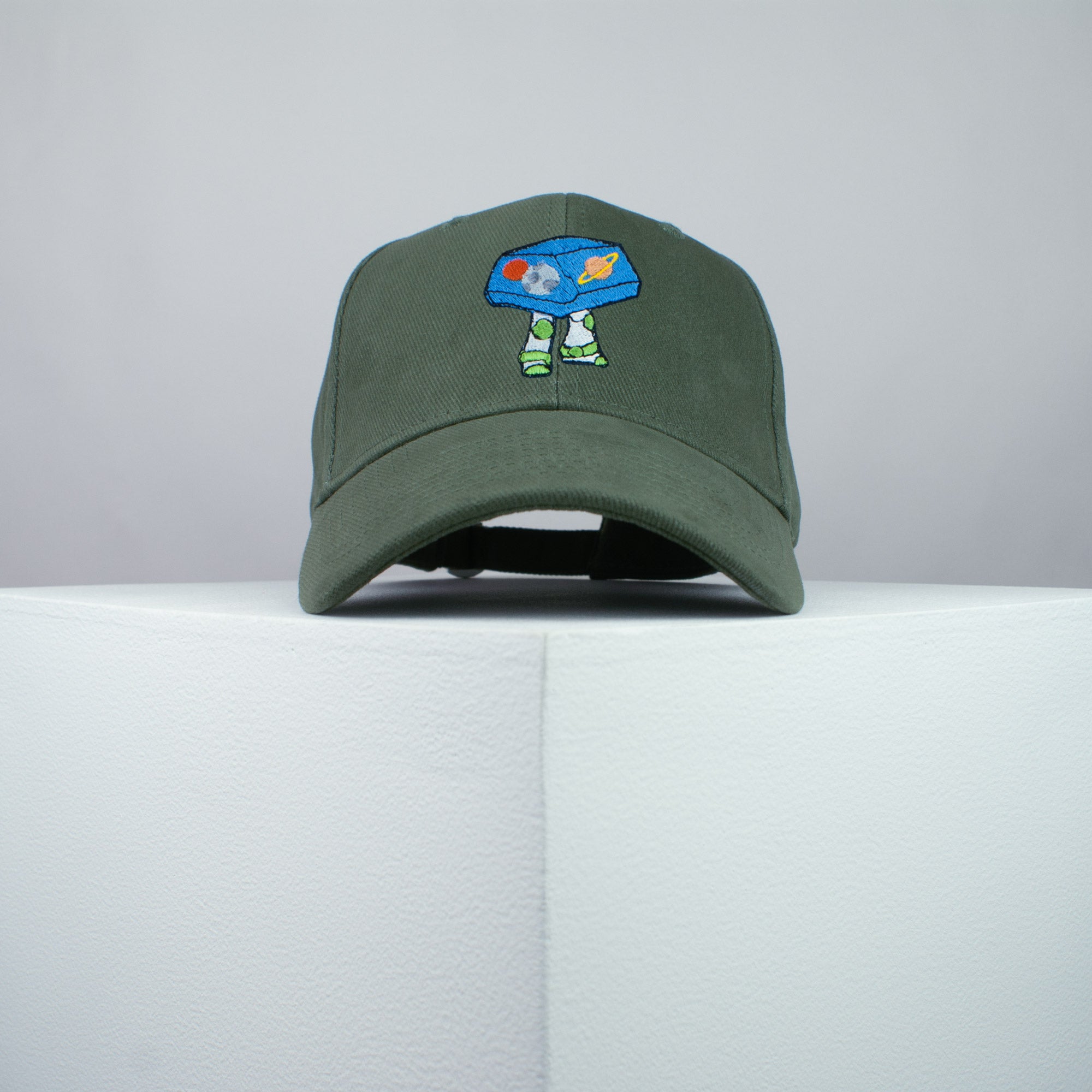 Toy Story Buzz Lightyear Pizza Planet embroidered baseball cap olive green / pizza / space / woody / disney / embroidery / patch / dad / hat / cap / clothing // Hatty Hats / iron on patch / dad hat embroidered patch / badge / applique / embroidered / punk patches / trucker hat / snapback / caps / dad hats / baseball hat / mens hat / womens hat / embroidered hat / dad cap / embroidered cap
