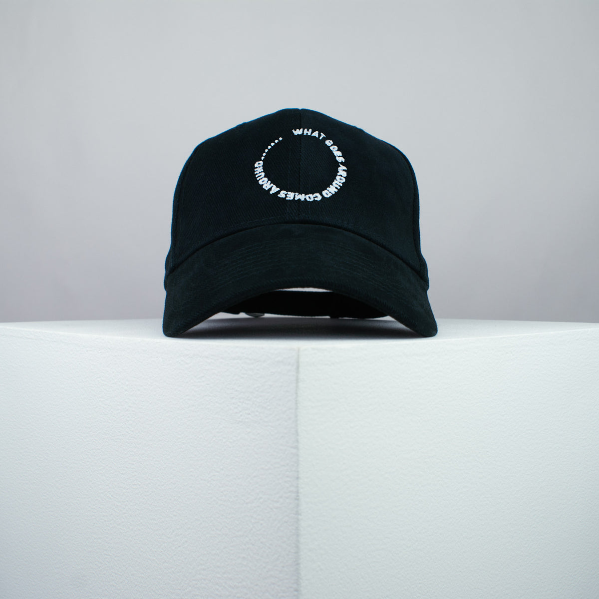 What Goes Around… embroidered baseball cap black / meme / quote / karma / funny / embroidery / patch / hat / dad hat / cap / iron on patch / embroidered patch / badge / applique / embroidered / punk patches / trucker hat / snapback / caps / dad hats / baseball hat / mens hat / womens hat / embroidered hat / dad cap / embroidered cap