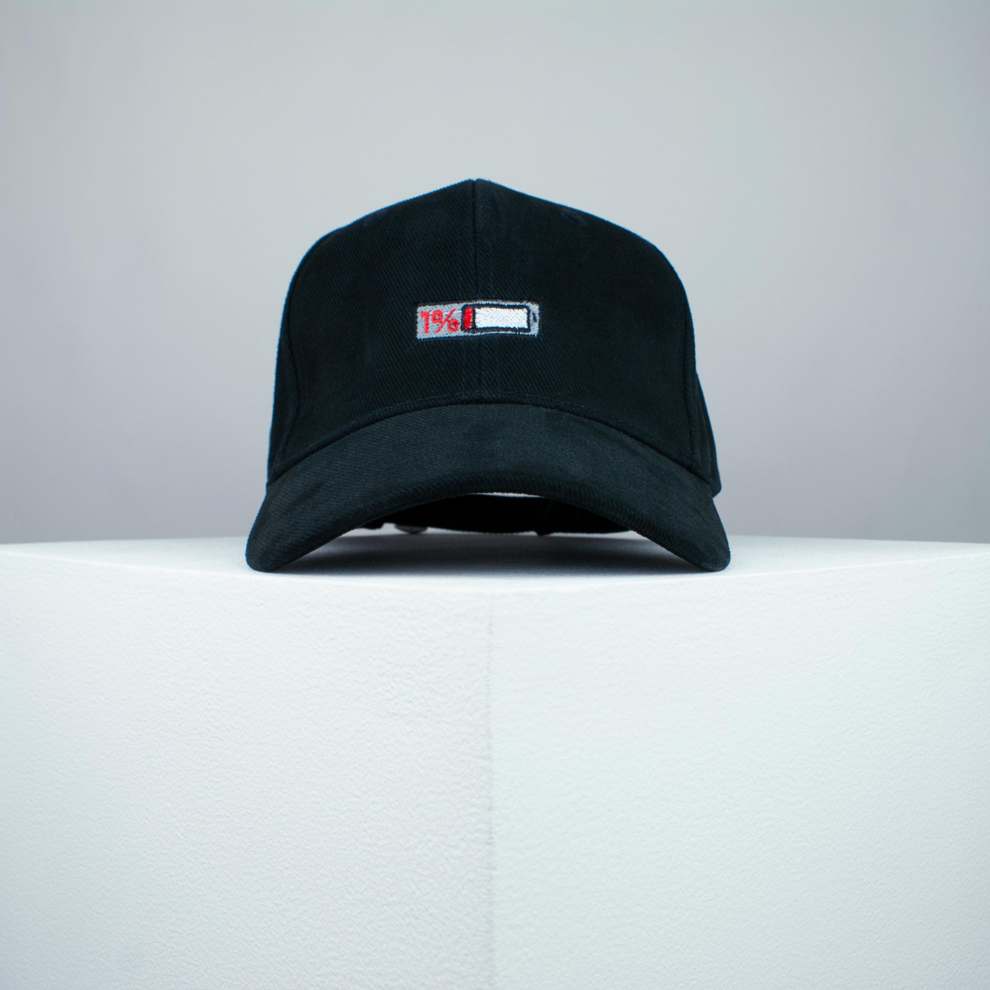 1% Battery embroidered baseball cap black / iPhone / gift / phone / embroidery / patch / hat / dad hat / cap / iron on patch / embroidered patch / badge / applique / embroidered / punk patches / trucker hat / snapback / caps / dad hats / baseball hat / mens hat / womens hat / embroidered hat / dad cap / embroidered cap