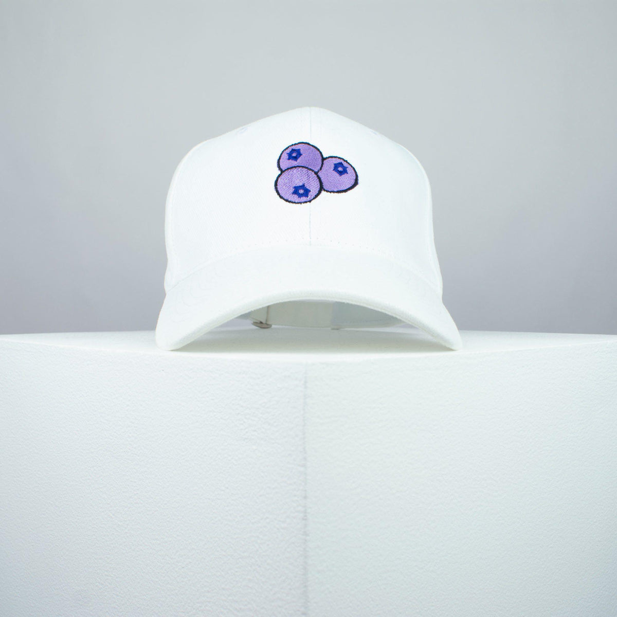 Blueberry embroidered baseball cap white / vegan / gift / food / embroidery / patch / hat / dad hat / cap / iron on patch / embroidered patch / badge / applique / embroidered / punk patches / trucker hat / snapback / caps / dad hats / baseball hat / mens hat / womens hat / embroidered hat / dad cap / embroidered cap