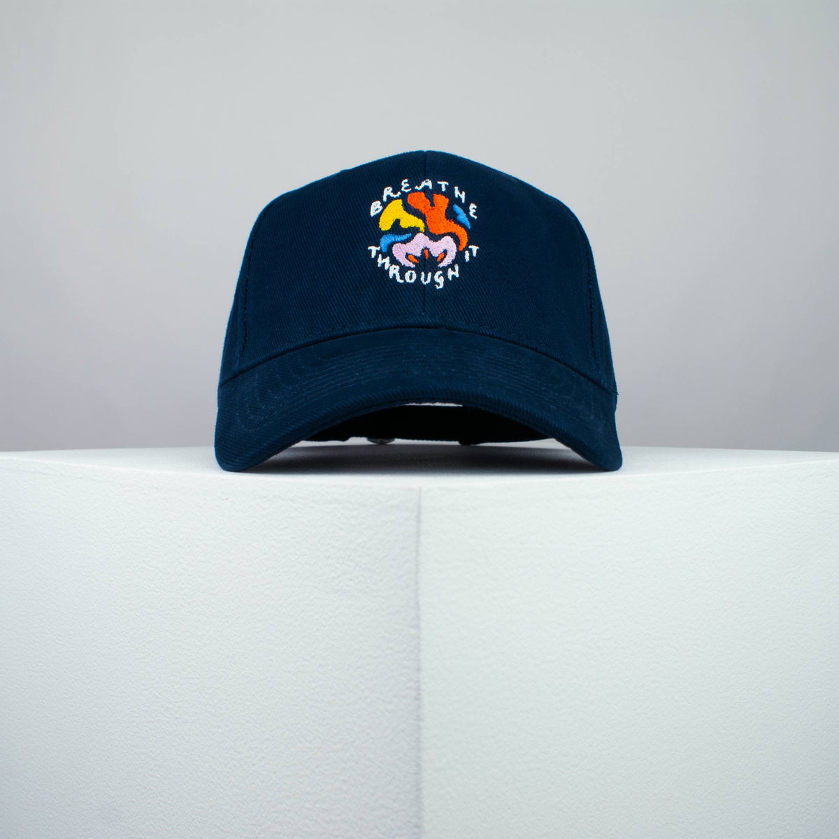 Breath through it embroidered baseball cap navy / meditation / yoga / spiritual / gift for her / embroidery / patch / hat / dad hat / cap // Hatty Hats / iron on patch / embroidered patch / badge / applique / embroidered / punk patches / trucker hat / snapback / caps / dad hats / baseball hat / mens hat / womens hat / embroidered hat / dad cap / embroidered cap