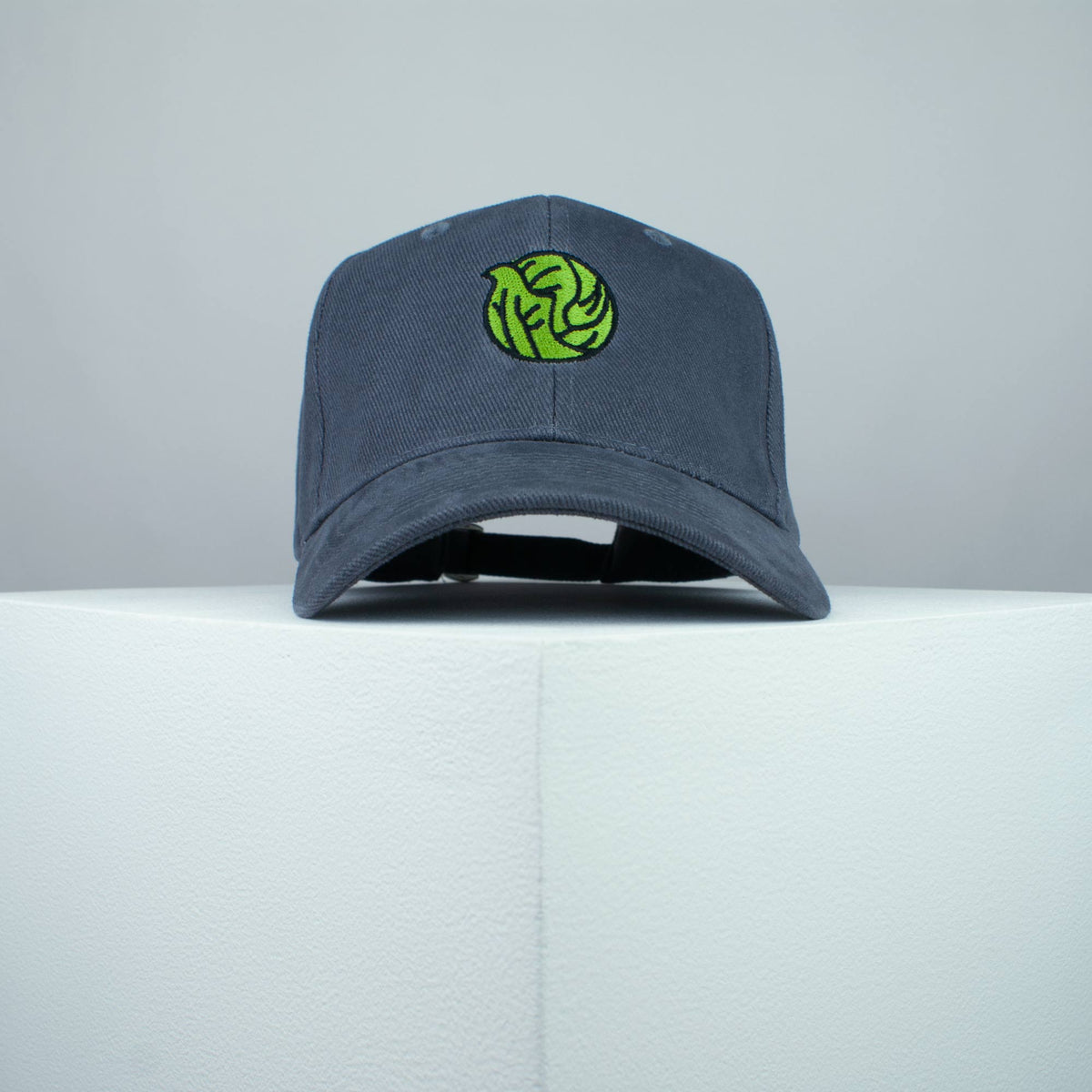 Brussel sprout embroidered baseball cap grey / vegan / gift / food / embroidery / patch / hat / dad hat / cap / iron on patch / embroidered patch / badge / applique / embroidered / punk patches / trucker hat / snapback / caps / dad hats / baseball hat / mens hat / womens hat / embroidered hat / dad cap / embroidered cap