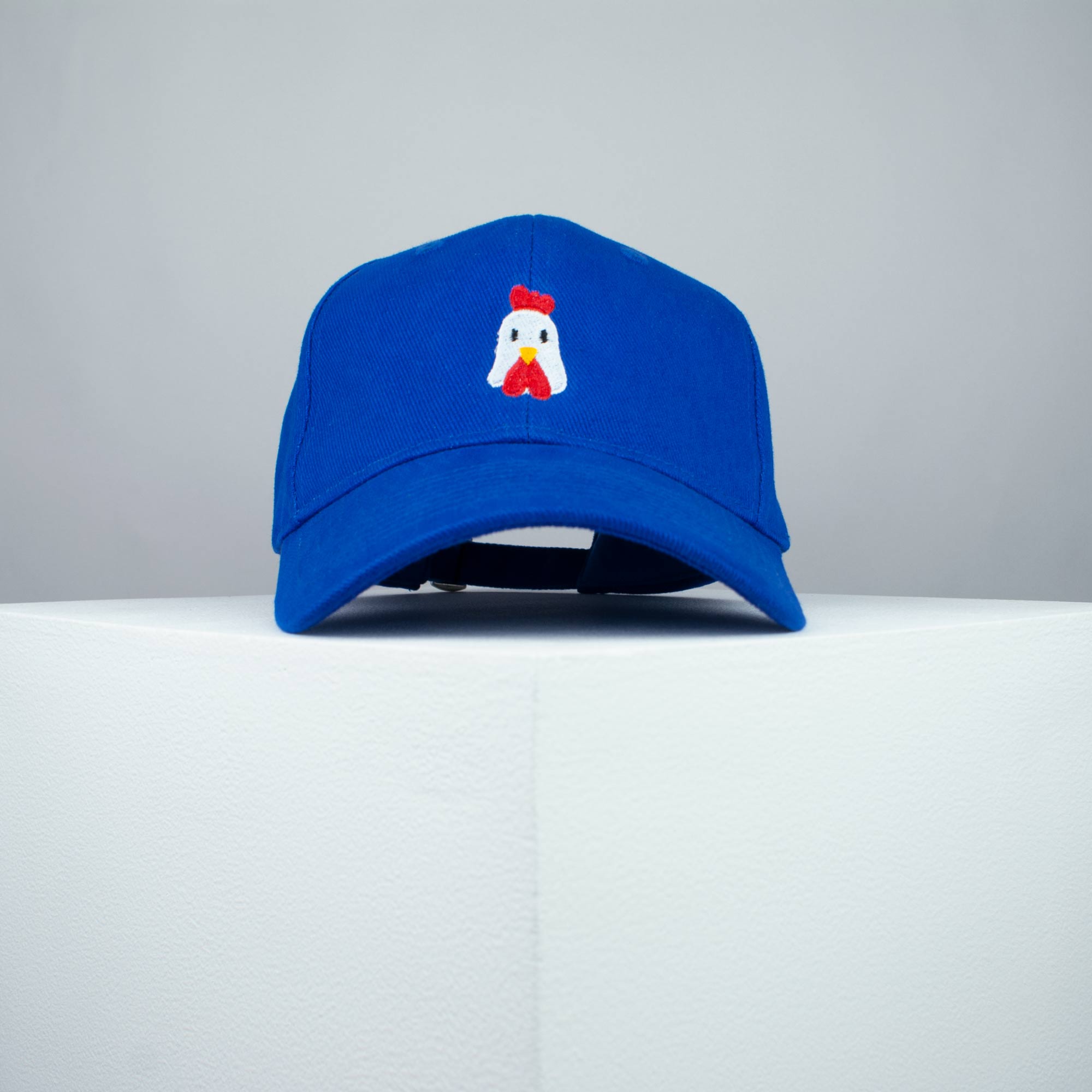 Chicken embroidered baseball cap blue / bird / patches / animal / embroidery / patch / hat / dad hat / cap / iron on patch / embroidered patch / badge / applique / embroidered / punk patches / trucker hat / snapback / caps / dad hats / baseball hat / mens hat / womens hat / embroidered hat / dad cap / embroidered cap / website