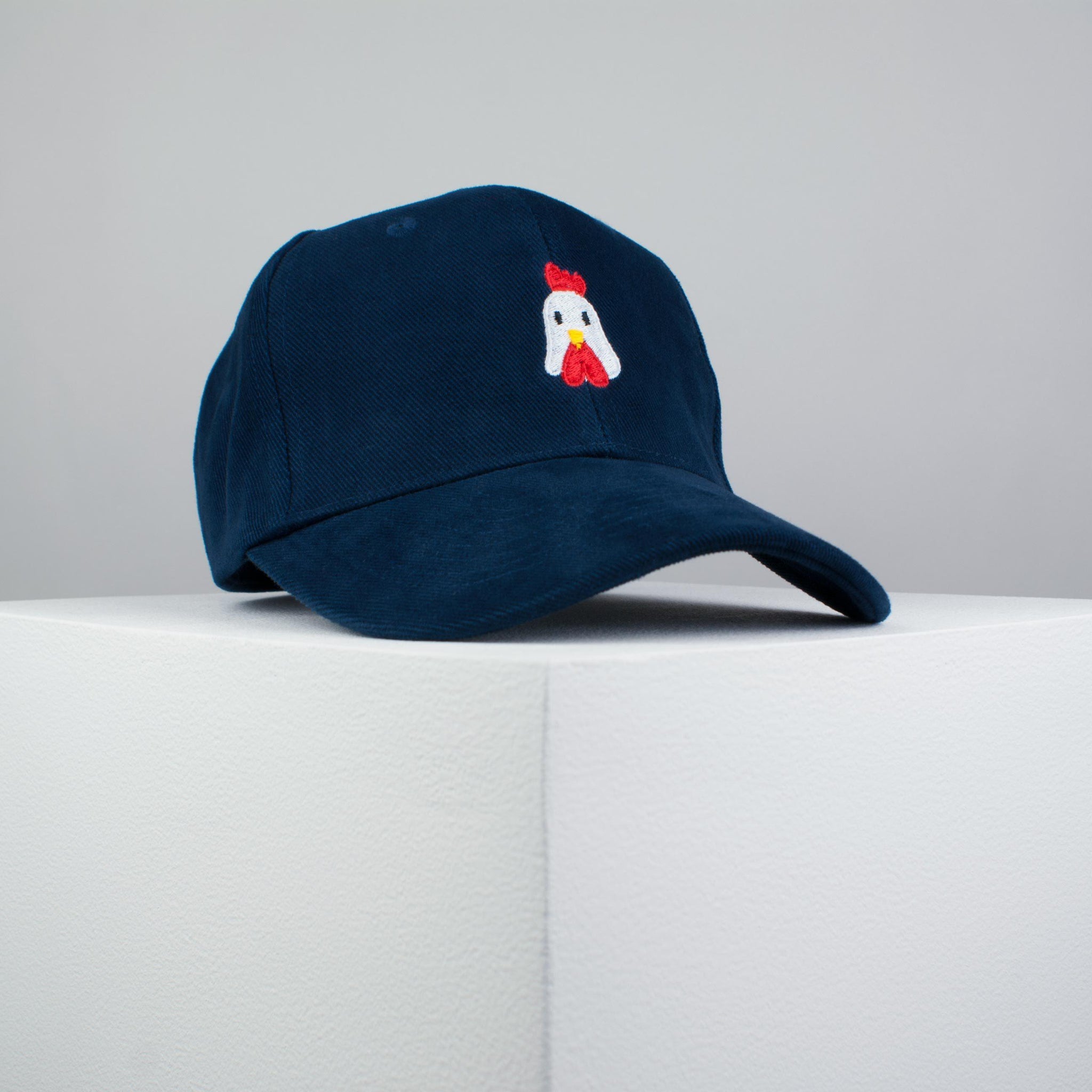 Chicken embroidered baseball cap navy / bird / patches / animal / embroidery / patch / hat / dad hat / cap / iron on patch / embroidered patch / badge / applique / embroidered / punk patches / trucker hat / snapback / caps / dad hats / baseball hat / mens hat / womens hat / embroidered hat / dad cap / embroidered cap / website 1