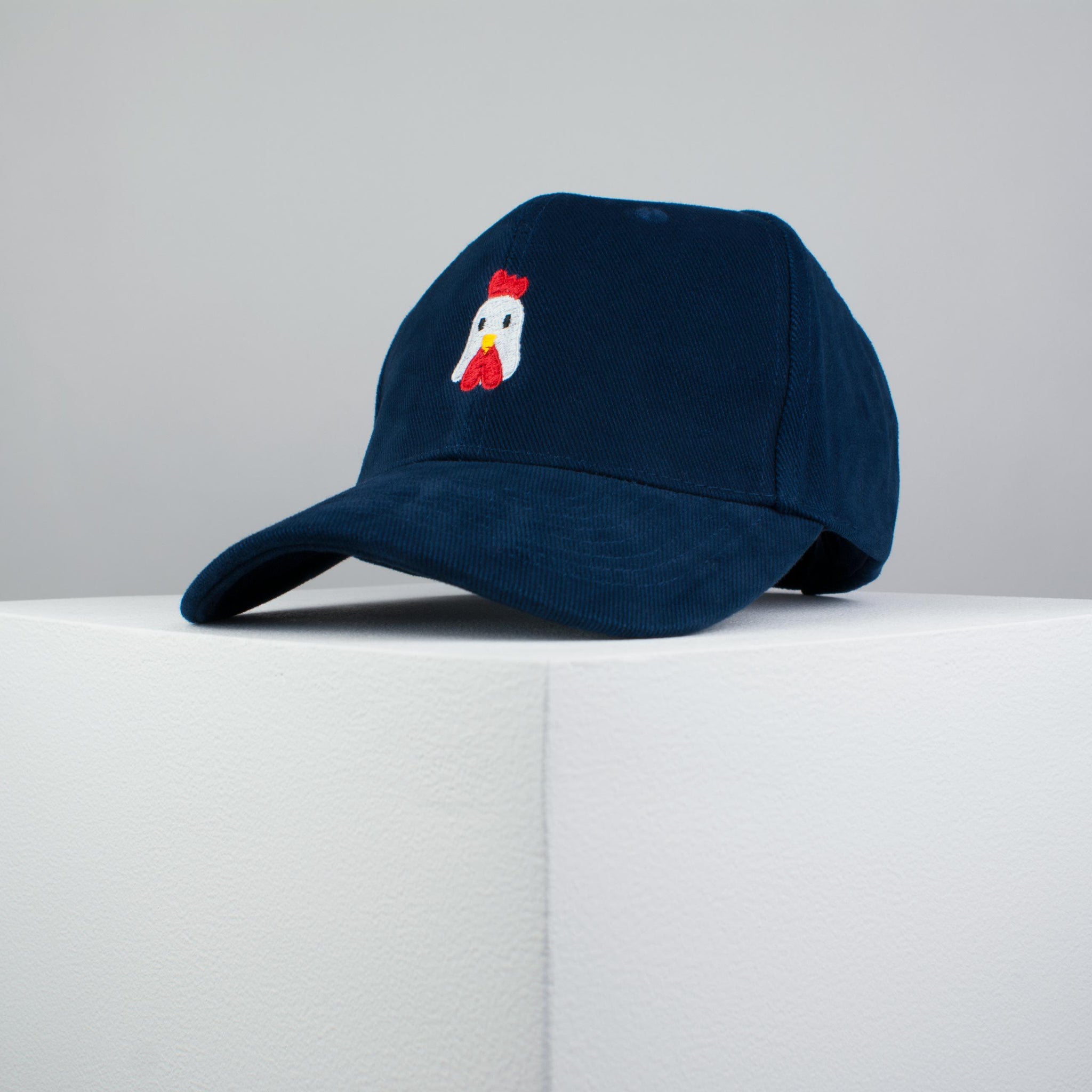 Chicken embroidered baseball cap navy / bird / patches / animal / embroidery / patch / hat / dad hat / cap / iron on patch / embroidered patch / badge / applique / embroidered / punk patches / trucker hat / snapback / caps / dad hats / baseball hat / mens hat / womens hat / embroidered hat / dad cap / embroidered cap / website 2