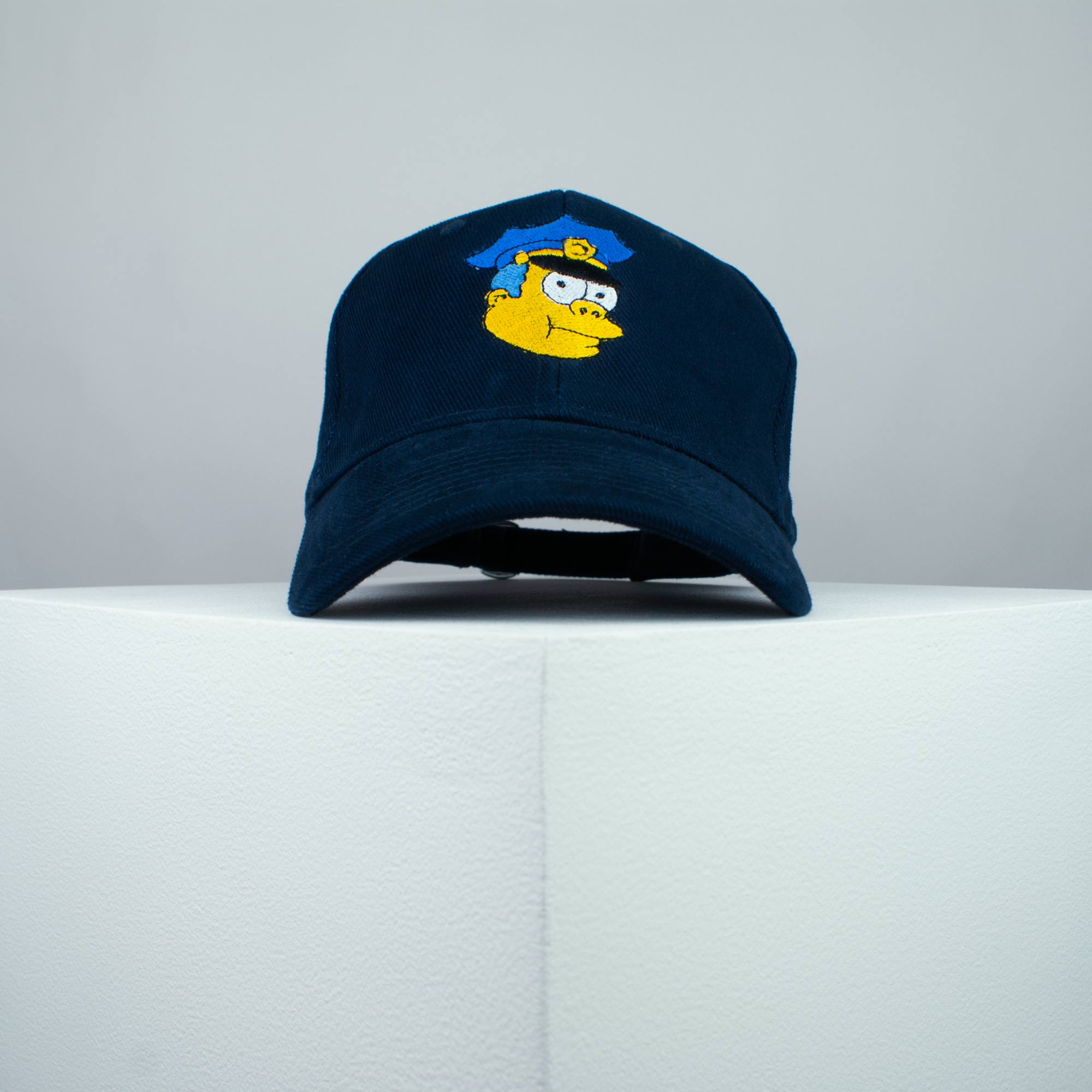 Chief Wiggum embroidered baseball cap navy / the simpsons / bart / marge / homer / embroidery / patch / hat / dad hat / cap / iron on patch / embroidered patch / badge / applique / embroidered / punk patches / trucker hat / snapback / caps / dad hats / baseball hat / mens hat / womens hat / embroidered hat / dad cap / embroidered cap