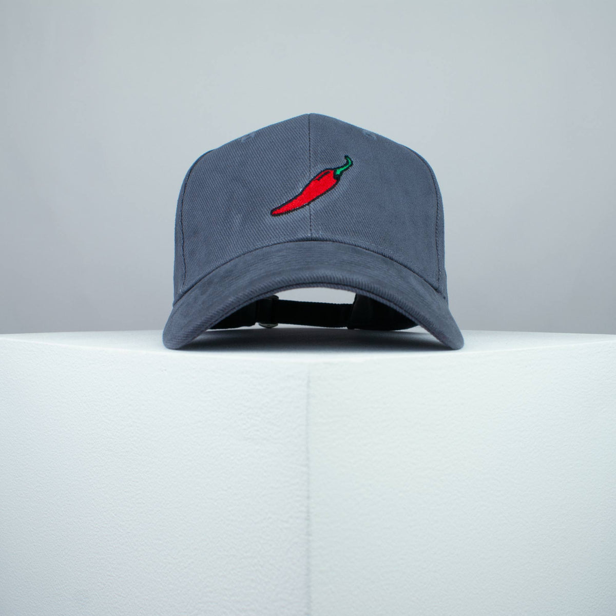 Chilli embroidered baseball cap grey / vegan / gift / food / embroidery / patch / hat / dad hat / cap / iron on patch / embroidered patch / badge / applique / embroidered / punk patches / trucker hat / snapback / caps / dad hats / baseball hat / mens hat / womens hat / embroidered hat / dad cap / embroidered cap