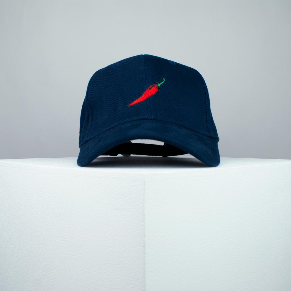 Chilli embroidered baseball cap navy / vegan / gift / food / embroidery / patch / hat / dad hat / cap / iron on patch / embroidered patch / badge / applique / embroidered / punk patches / trucker hat / snapback / caps / dad hats / baseball hat / mens hat / womens hat / embroidered hat / dad cap / embroidered cap