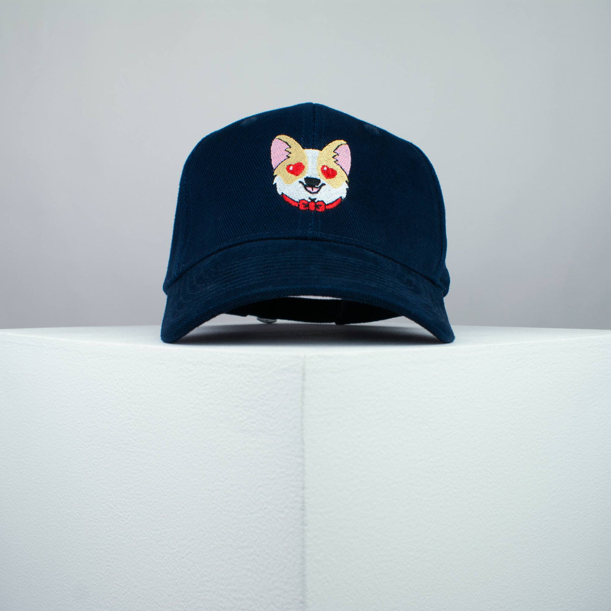 Cute Corgi hearts embroidered baseball cap navy / dog lover / puppy / pet / welsh / embroidery / patch / hat / dad hat / cap / iron on patch / embroidered patch / badge / applique / embroidered / punk patches / trucker hat / snapback / caps / dad hats / baseball hat / mens hat / womens hat / embroidered hat / dad cap / embroidered cap