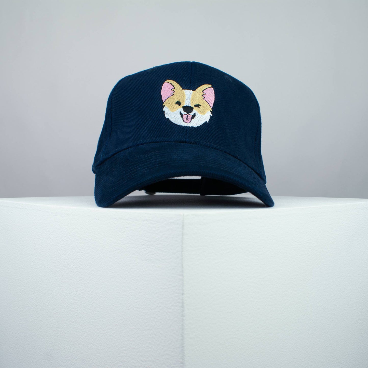 Cute Corgi wink embroidered baseball cap navy / dog lover / puppy / pet / welsh / embroidery / patch / hat / dad hat / cap / iron on patch / embroidered patch / badge / applique / embroidered / punk patches / trucker hat / snapback / caps / dad hats / baseball hat / mens hat / womens hat / embroidered hat / dad cap / embroidered cap