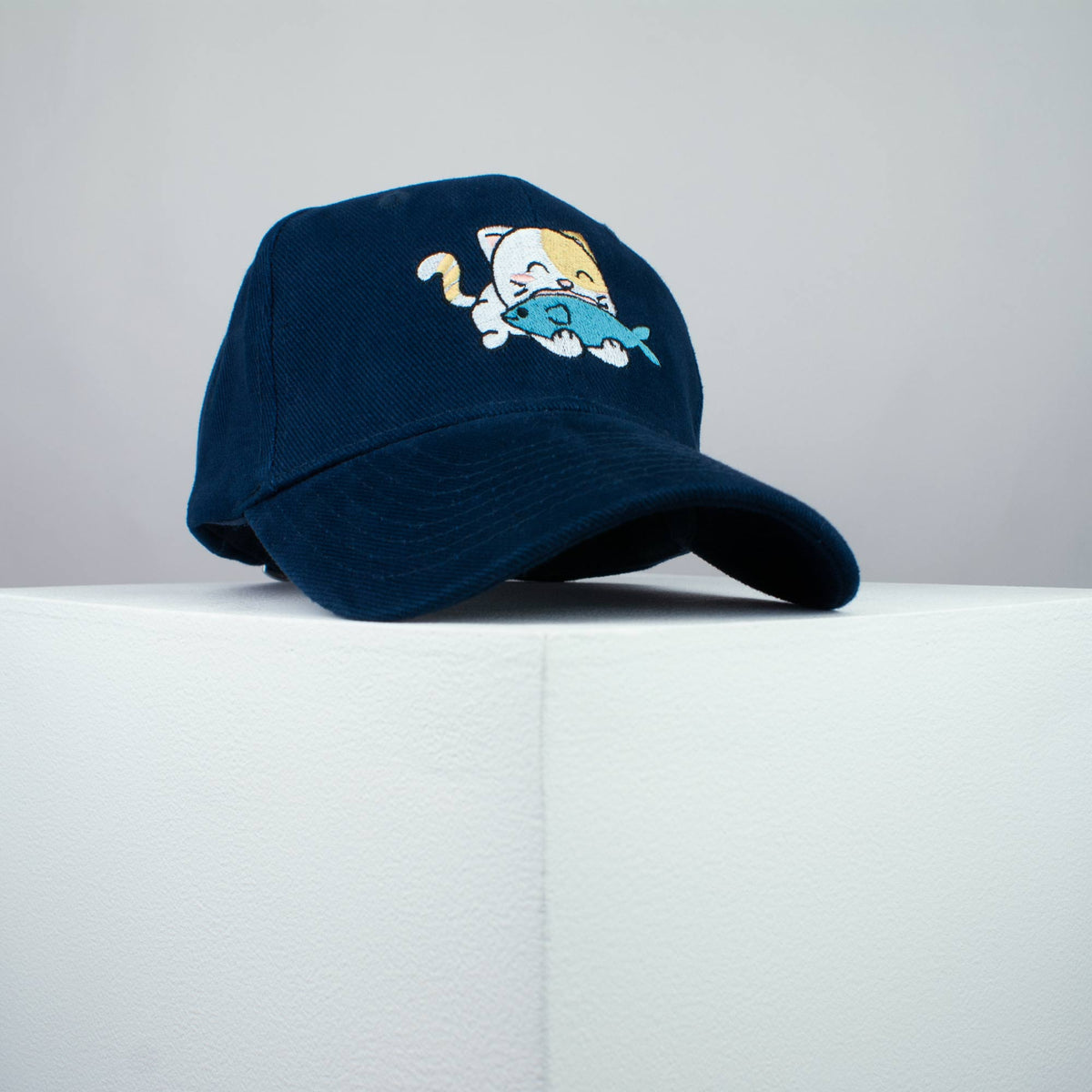 Cute Eating Kitty embroidered baseball cap (8 hat colours) / cat / kitten / fish / dog / embroidery / patch / hat / dad hat / cap / iron on patch / embroidered patch / badge / applique / embroidered / punk patches / trucker hat / snapback / caps / dad hats / baseball hat / mens hat / womens hat / embroidered hat / dad cap / embroidered cap 1