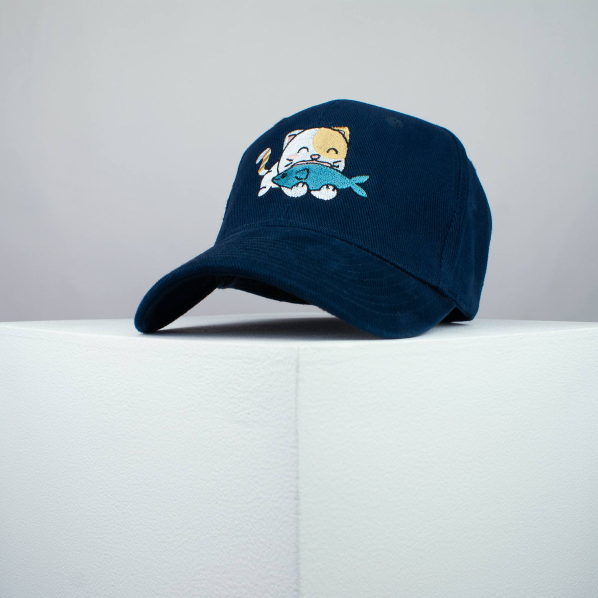 Cute Eating Kitty embroidered baseball cap (8 hat colours) / cat / kitten / fish / dog / embroidery / patch / hat / dad hat / cap / iron on patch / embroidered patch / badge / applique / embroidered / punk patches / trucker hat / snapback / caps / dad hats / baseball hat / mens hat / womens hat / embroidered hat / dad cap / embroidered cap 2