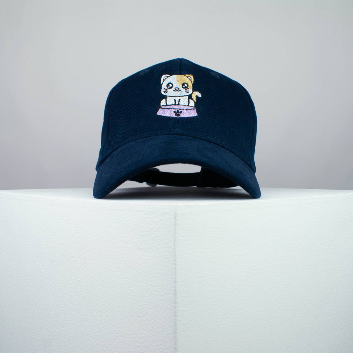 Cute Hungry Kitty embroidered baseball cap navy / cat / kitten / bowl / dog / embroidery / patch / hat / dad hat / cap / iron on patch / embroidered patch / badge / applique / embroidered / punk patches / trucker hat / snapback / caps / dad hats / baseball hat / mens hat / womens hat / embroidered hat / dad cap / embroidered cap