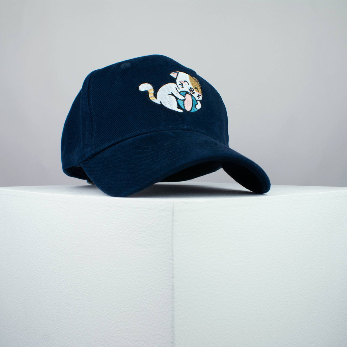 Cute playtime kitty embroidered baseball cap (8 hat colours) / cat / kitten / ball / dog / embroidery / patch / hat / dad hat / cap / iron on patch / embroidered patch / badge / applique / embroidered / punk patches / trucker hat / snapback / caps / dad hats / baseball hat / mens hat / womens hat / embroidered hat / dad cap / embroidered cap 1