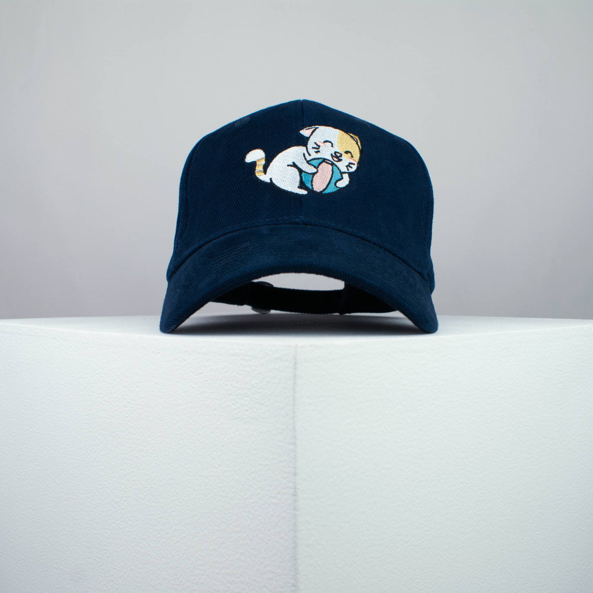 Cute playtime kitty embroidered baseball cap navy / cat / kitten / ball / dog / embroidery / patch / hat / dad hat / cap / iron on patch / embroidered patch / badge / applique / embroidered / punk patches / trucker hat / snapback / caps / dad hats / baseball hat / mens hat / womens hat / embroidered hat / dad cap / embroidered cap