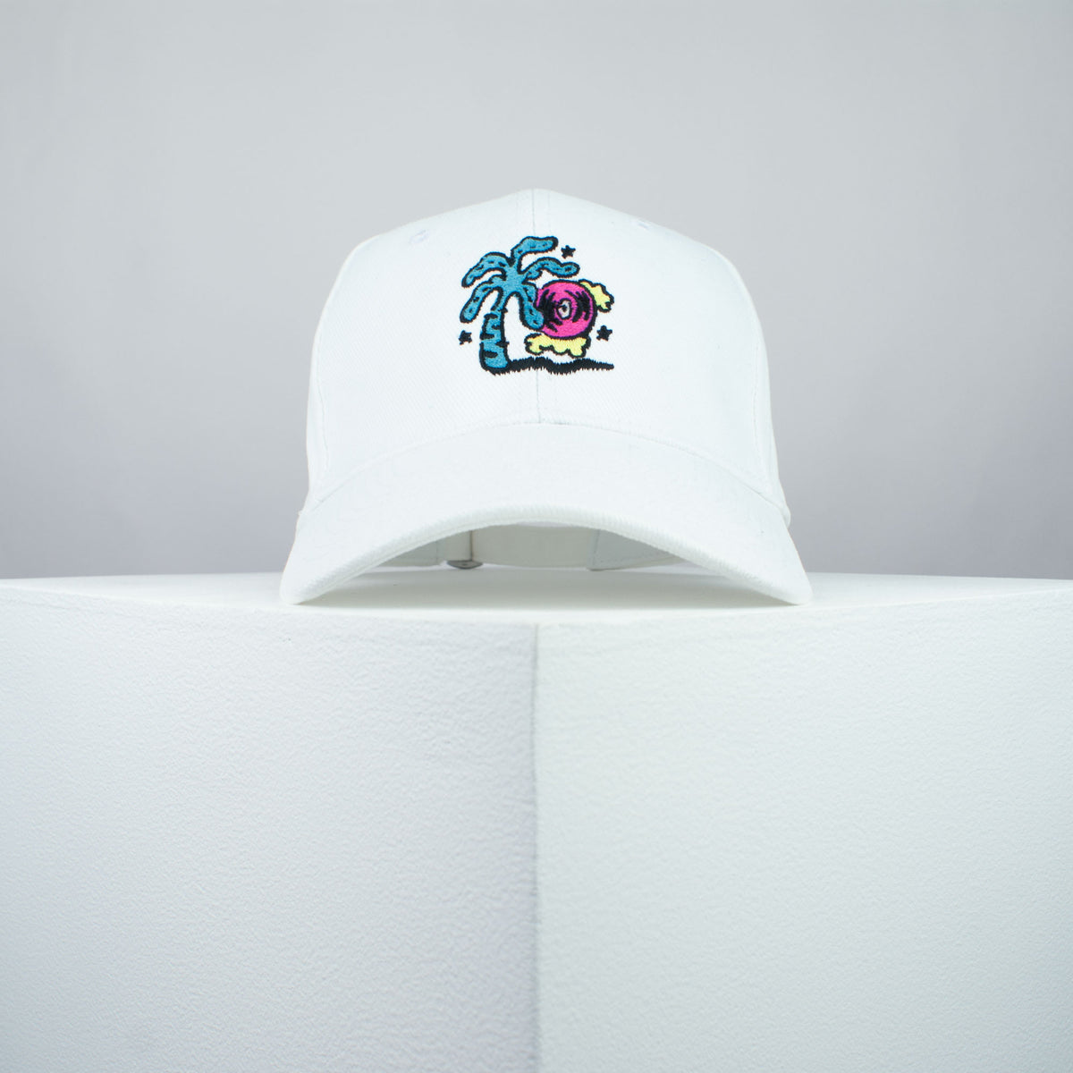 Disco Palm embroidered baseball cap white / happy hippie / boho / bohemian / beach / embroidery / patch / hat / dad hat / cap / iron on patch / embroidered patch / badge / applique / embroidered / punk patches / trucker hat / snapback / caps / dad hats / baseball hat / mens hat / womens hat / embroidered hat / dad cap / embroidered cap