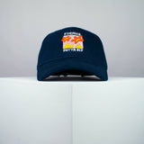 Finally outta bed embroidered baseball cap navy / meditation / bed / yoga / spiritual / gift for her / embroidery / patch / hat / dad hat / cap // Hatty Hats / iron on patch / embroidered patch / badge / applique / embroidered / punk patches / trucker hat / snapback / caps / dad hats / baseball hat / mens hat / womens hat / embroidered hat / dad cap / embroidered cap