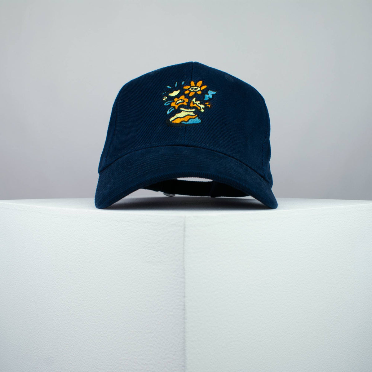 Floppy Flowers embroidered baseball cap navy / happy hippie / boho / bohemian / floral / embroidery / patch / hat / dad hat / cap / iron on patch / embroidered patch / badge / applique / embroidered / punk patches / trucker hat / snapback / caps / dad hats / baseball hat / mens hat / womens hat / embroidered hat / dad cap / embroidered cap
