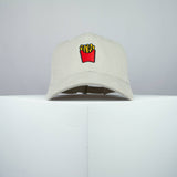 French fries embroidered baseball cap beige / food / gift / emoji / embroidery / patch / hat / dad hat / cap / iron on patch / embroidered patch / badge / applique / embroidered / punk patches / trucker hat / snapback / caps / dad hats / baseball hat / mens hat / womens hat / embroidered hat / dad cap / embroidered cap