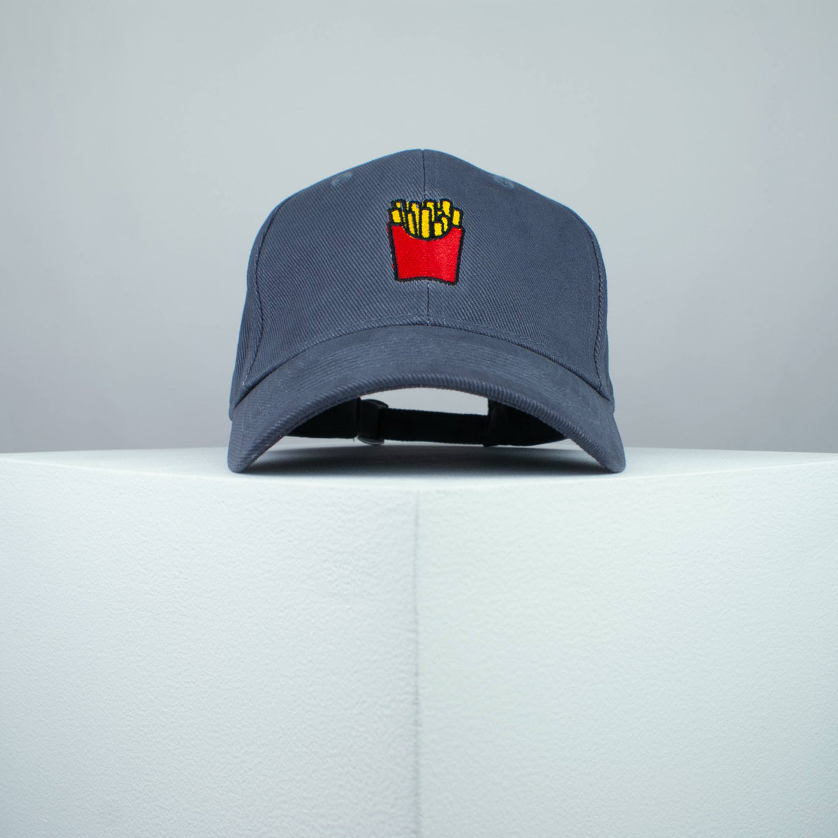 French fries embroidered baseball cap grey / food / gift / emoji / embroidery / patch / hat / dad hat / cap / iron on patch / embroidered patch / badge / applique / embroidered / punk patches / trucker hat / snapback / caps / dad hats / baseball hat / mens hat / womens hat / embroidered hat / dad cap / embroidered cap