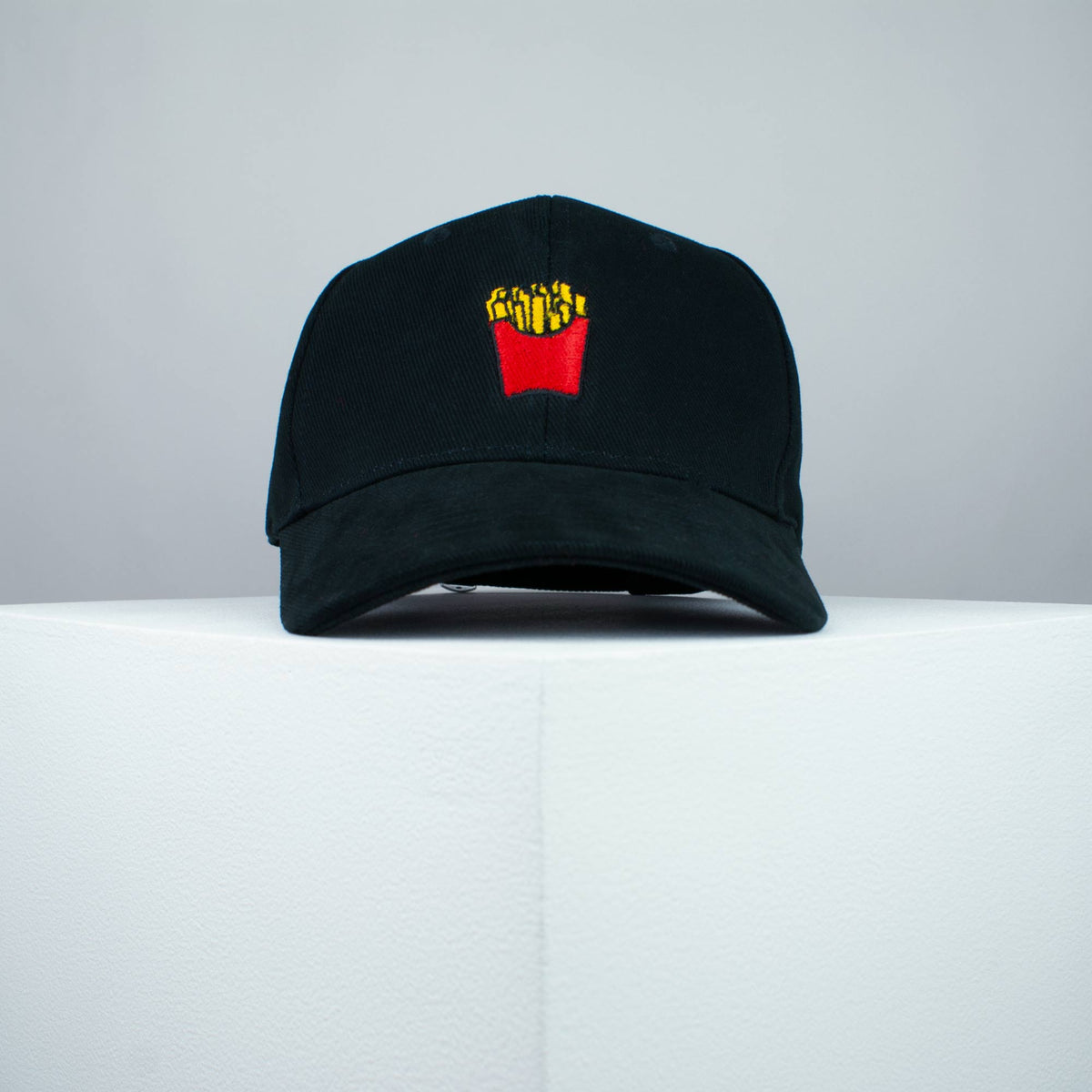 French fries embroidered baseball cap black / food / gift / emoji / embroidery / patch / hat / dad hat / cap / iron on patch / embroidered patch / badge / applique / embroidered / punk patches / trucker hat / snapback / caps / dad hats / baseball hat / mens hat / womens hat / embroidered hat / dad cap / embroidered cap