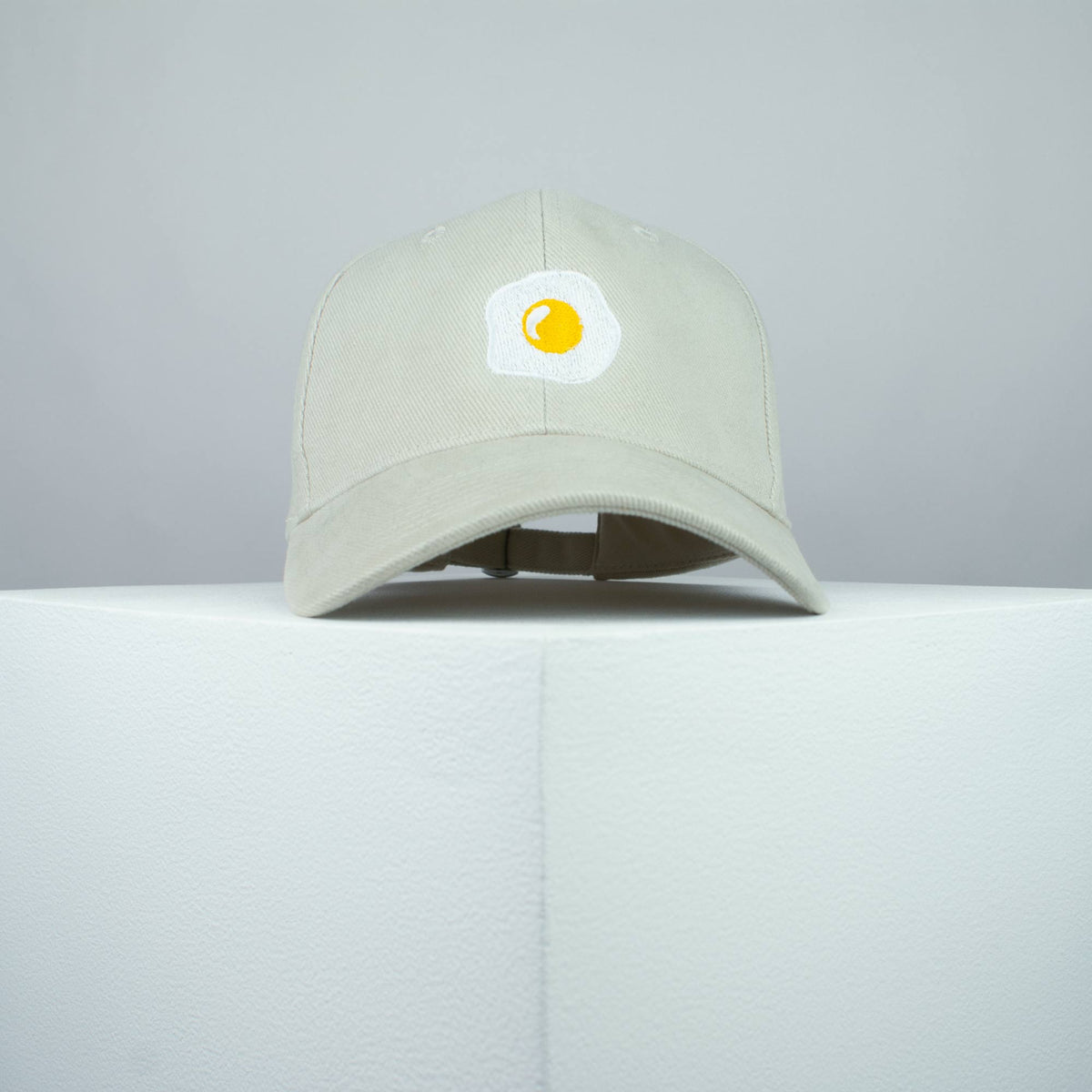 Fried egg embroidered baseball cap beige / food / patches / egg / embroidery / patch / hat / dad hat / cap / iron on patch / embroidered patch / badge / applique / embroidered / punk patches / trucker hat / snapback / caps / dad hats / baseball hat / mens hat / womens hat / embroidered hat / dad cap / embroidered cap / website