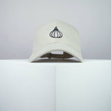 Garlic clove embroidered baseball cap beige / food / gift / vegan / embroidery / patch / hat / dad hat / cap / iron on patch / embroidered patch / badge / applique / embroidered / punk patches / trucker hat / snapback / caps / dad hats / baseball hat / mens hat / womens hat / embroidered hat / dad cap / embroidered cap