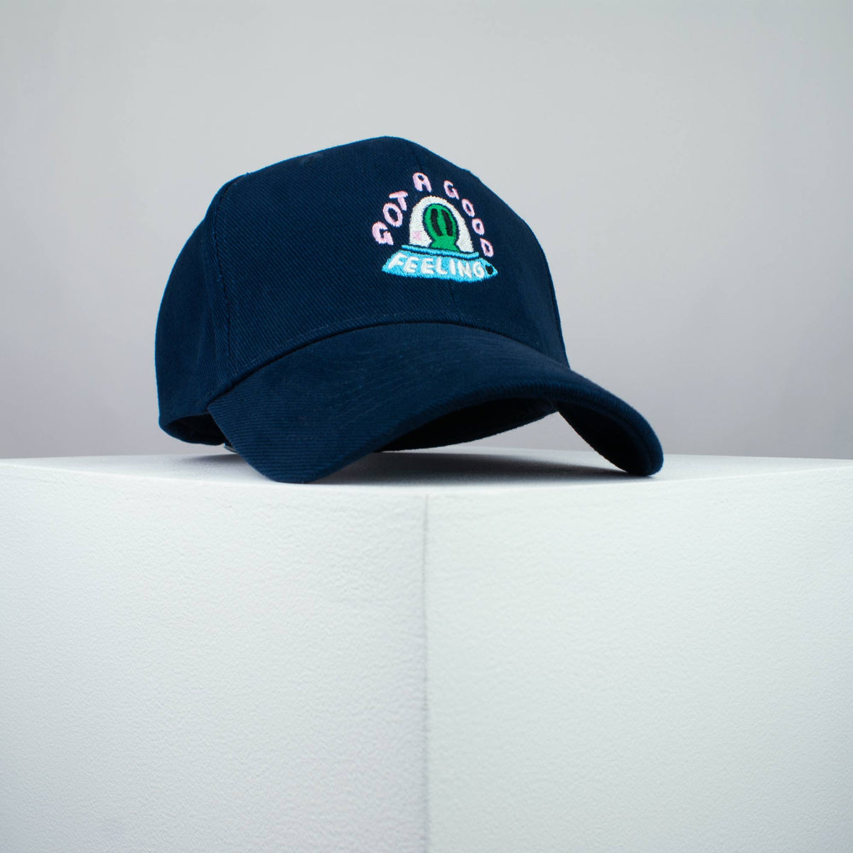 Got A Good Feeling embroidered baseball cap (8 hat colours) / yoga / meditation / alien / gift for her / embroidery / patch / hat / dad hat / cap / iron on patch / embroidered patch / badge / applique / embroidered / punk patches / trucker hat / snapback / caps / dad hats / baseball hat / mens hat / womens hat / embroidered hat / dad cap / embroidered cap 1