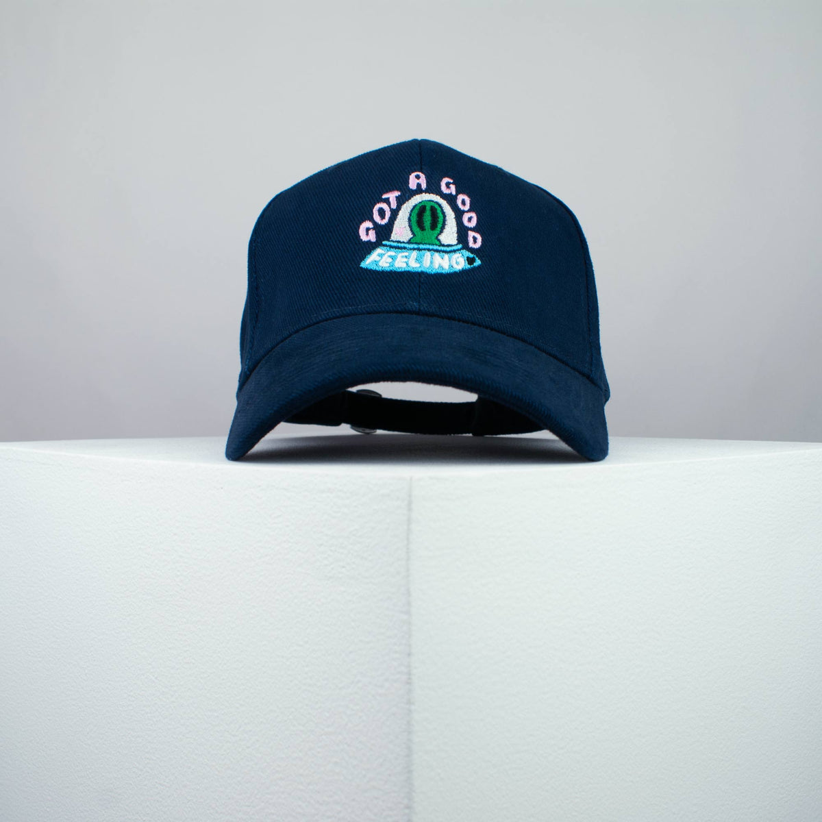 Got A Good Feeling embroidered baseball cap navy / yoga / meditation / alien / gift for her / embroidery / patch / hat / dad hat / cap / iron on patch / embroidered patch / badge / applique / embroidered / punk patches / trucker hat / snapback / caps / dad hats / baseball hat / mens hat / womens hat / embroidered hat / dad cap / embroidered cap