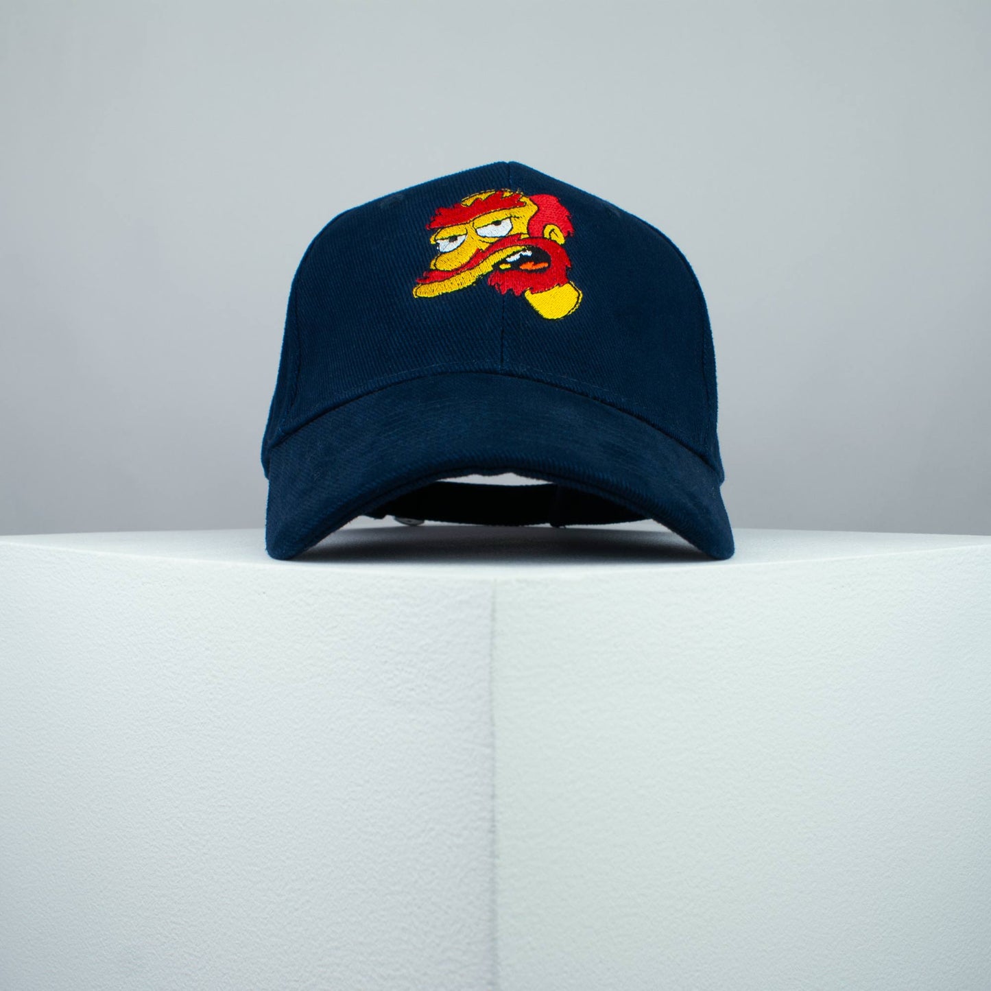 Groundskeeper Willie embroidered baseball cap navy / the simpsons / bart / marge / homer / embroidery / patch / hat / dad hat / cap / iron on patch / embroidered patch / badge / applique / embroidered / punk patches / trucker hat / snapback / caps / dad hats / baseball hat / mens hat / womens hat / embroidered hat / dad cap / embroidered cap 