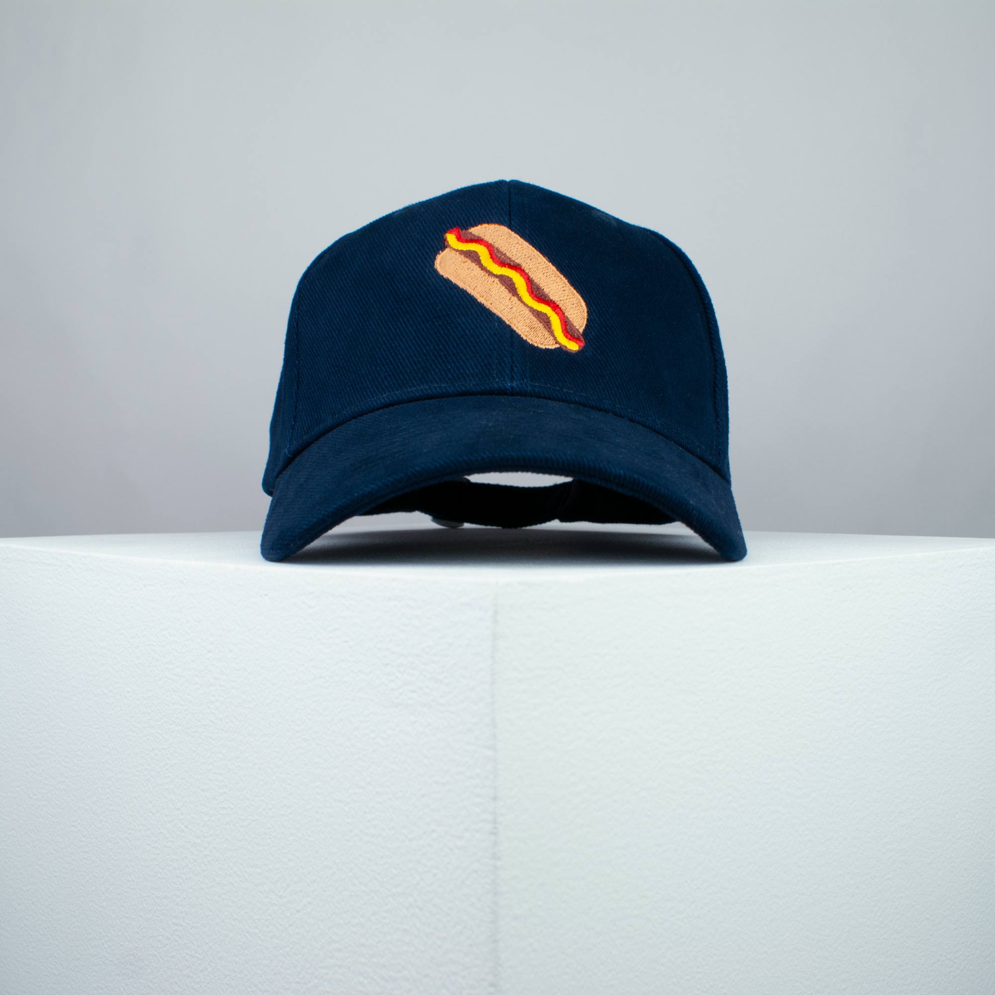 Hotdog embroidered baseball cap navy / food / hot dog / sausage / burger / embroidery / patch / hat / dad hat / cap / iron on patch / embroidered patch / badge / applique / embroidered / punk patches / trucker hat / snapback / caps / dad hats / baseball hat / mens hat / womens hat / embroidered hat / dad cap / embroidered cap
