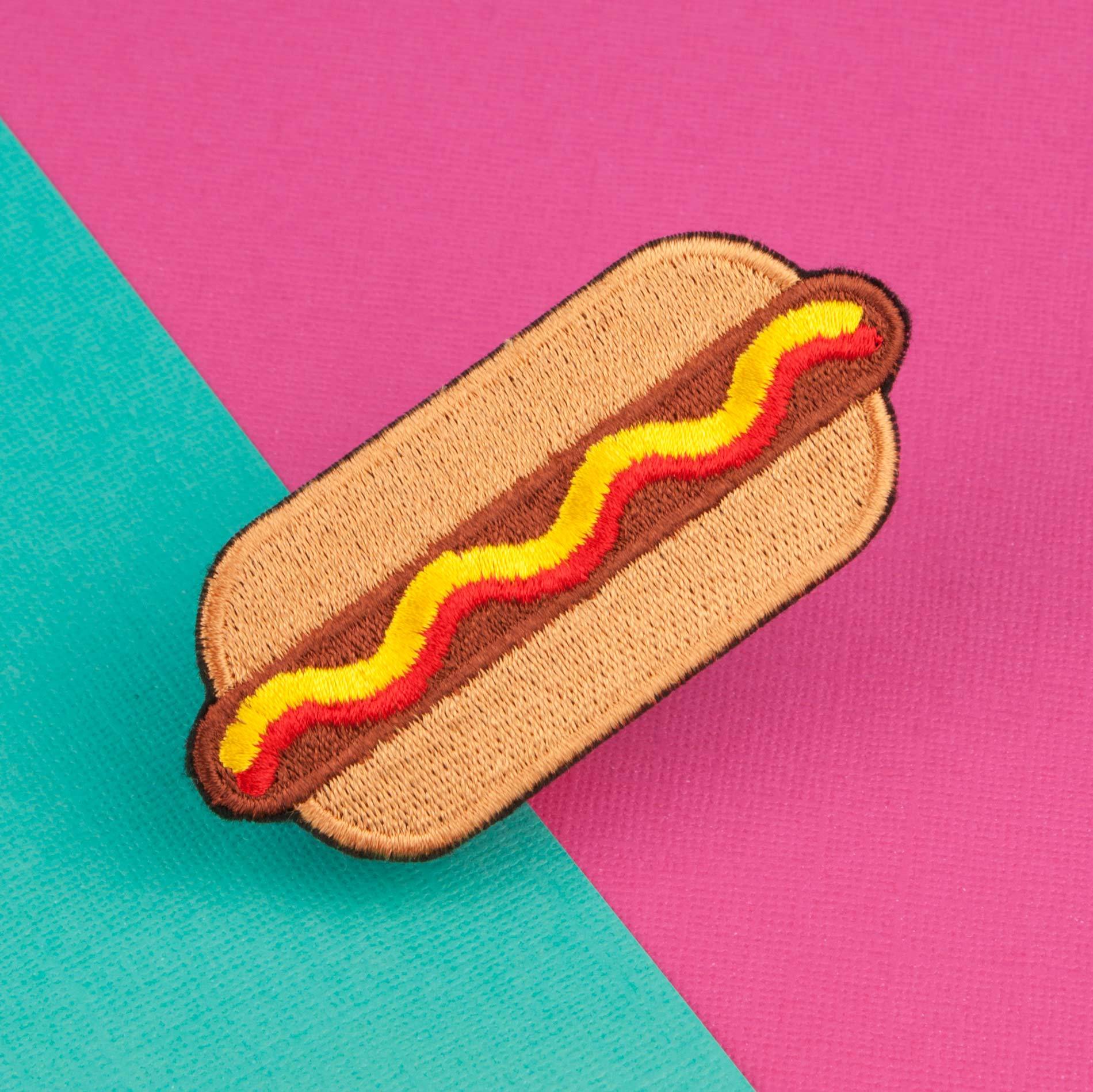 Hotdog iron on patch / food / patches / emoji / embroidery / patch / enamel pin / pin / embroidered patch / back patch / patches for jackets / badge / applique / embroidered / feminist patch / punk patches / iron on patches / punk patch / band patches / backpatch / patches iron on / appliques / sew on patch / jacket patch