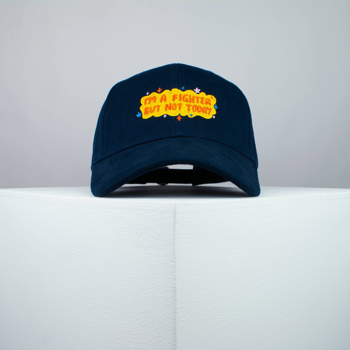 I'm a fighter but not today embroidered baseball cap navy / meditation / yoga / spiritual / gift for her / embroidery / patch / hat / dad hat / cap // Hatty Hats / iron on patch / embroidered patch / badge / applique / embroidered / punk patches / trucker hat / snapback / caps / dad hats / baseball hat / mens hat / womens hat / embroidered hat / dad cap / embroidered cap