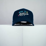 Life is Offline embroidered baseball cap navy / happy hippie / boho / bohemian / holiday / embroidery / patch / hat / dad hat / cap / iron on patch / embroidered patch / badge / applique / embroidered / punk patches / trucker hat / snapback / caps / dad hats / baseball hat / mens hat / womens hat / embroidered hat / dad cap / embroidered cap