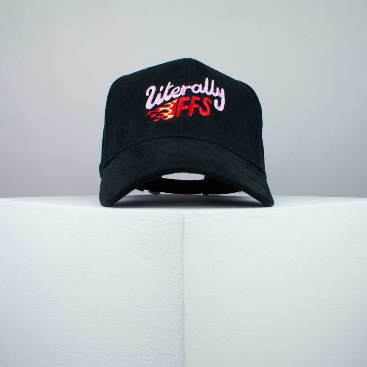 Literally FFS embroidered baseball cap black / yoga / meditation / fire / gift for her / embroidery / patch / hat / dad hat / cap / iron on patch / embroidered patch / badge / applique / embroidered / punk patches / trucker hat / snapback / caps / dad hats / baseball hat / mens hat / womens hat / embroidered hat / dad cap / embroidered cap