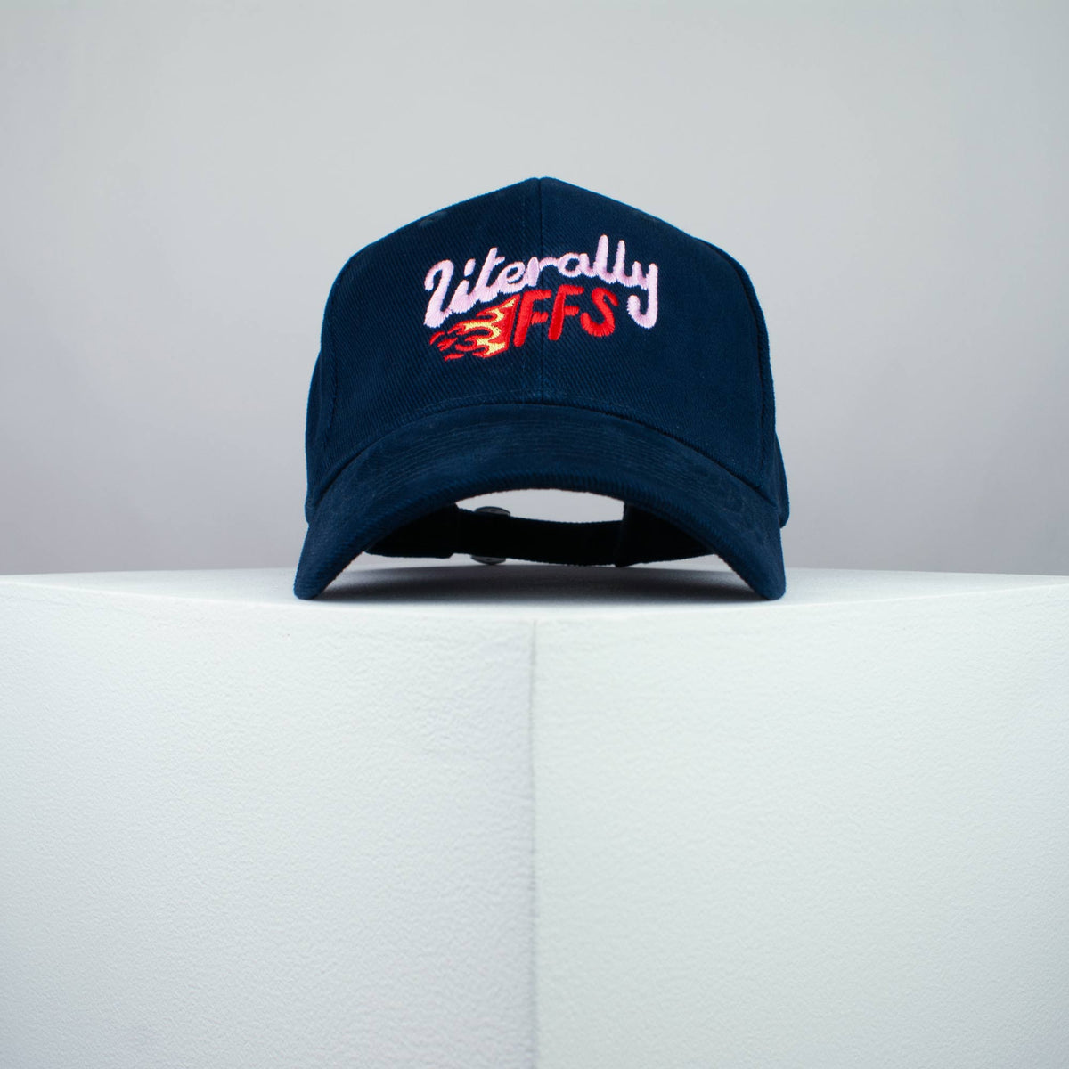 Literally FFS embroidered baseball cap navy / yoga / meditation / fire / gift for her / embroidery / patch / hat / dad hat / cap / iron on patch / embroidered patch / badge / applique / embroidered / punk patches / trucker hat / snapback / caps / dad hats / baseball hat / mens hat / womens hat / embroidered hat / dad cap / embroidered cap