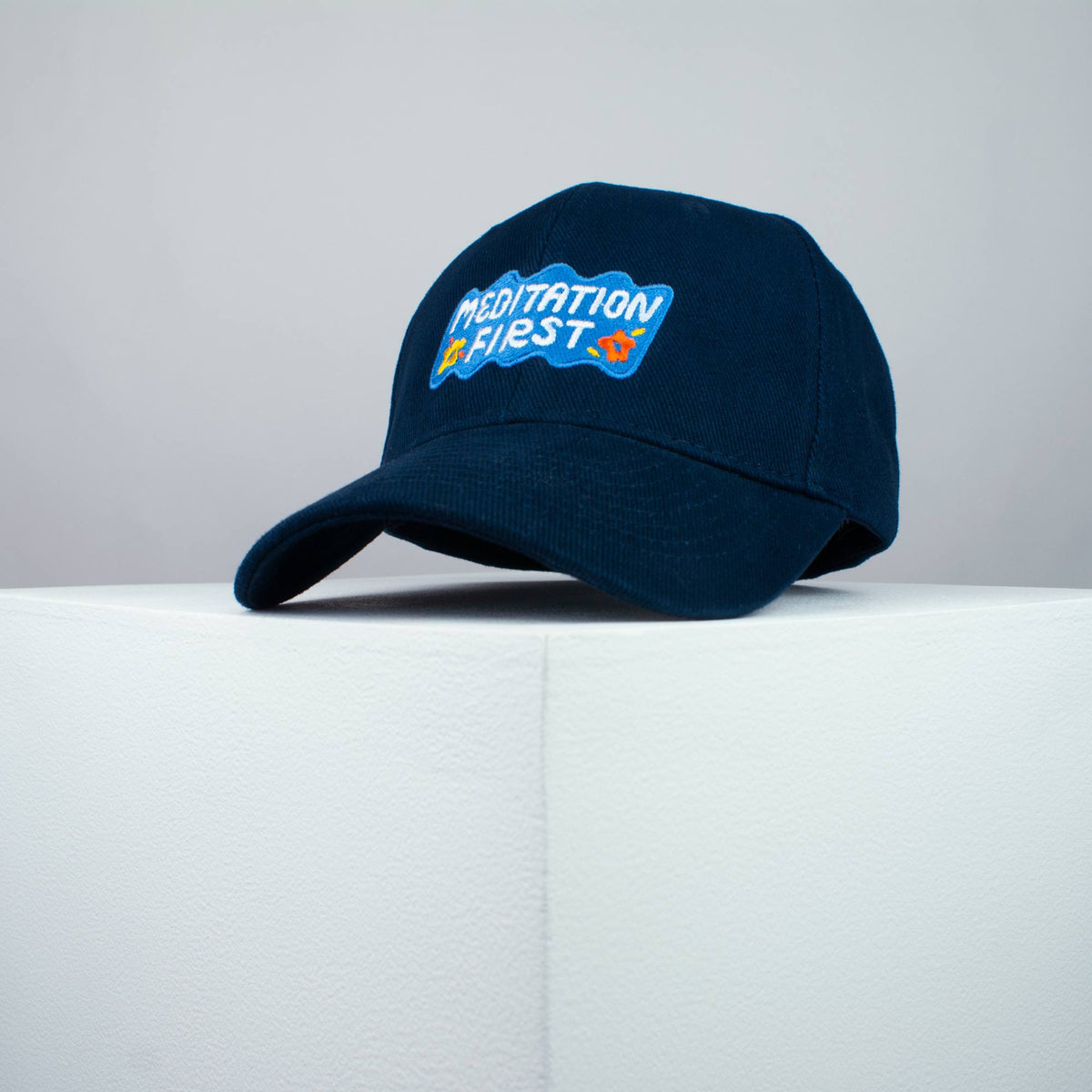 Meditation first embroidered baseball cap (8 hat colours) / yoga / mental health / spiritual / gift for her / embroidery / patch / hat / dad hat / cap // Hatty Hats / iron on patch / embroidered patch / badge / applique / embroidered / punk patches / trucker hat / snapback / caps / dad hats / baseball hat / mens hat / womens hat / embroidered hat / dad cap / embroidered cap 2