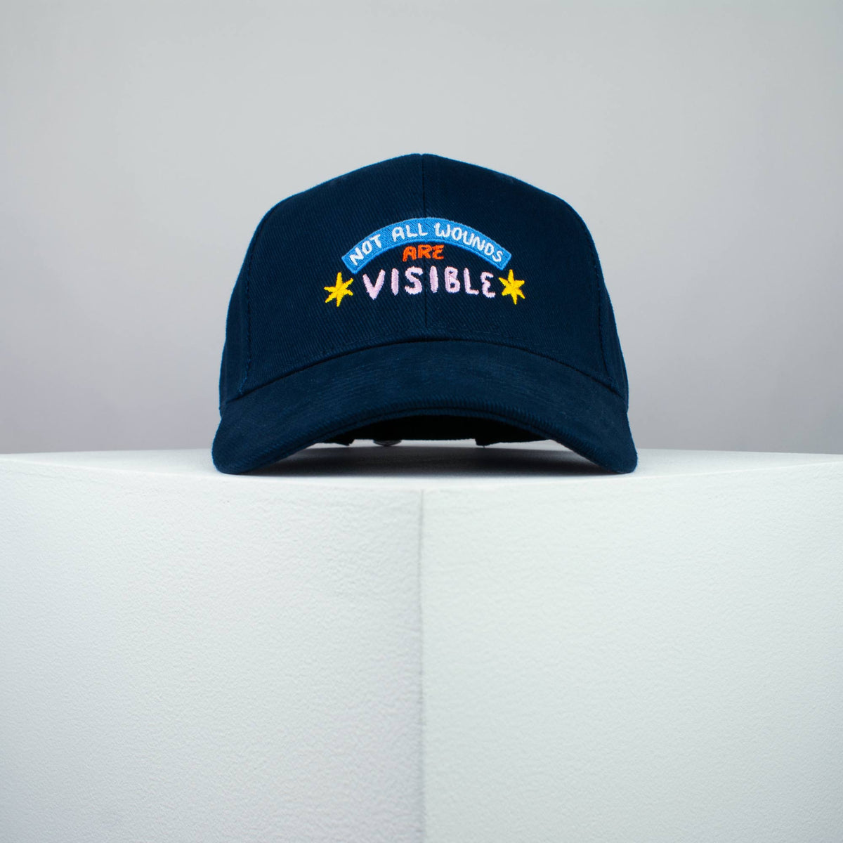 Not all wounds are visible embroidered baseball cap navy / yoga / mental health / self care / gift for her / embroidery / patch / hat / dad hat / cap // Hatty Hats / iron on patch / embroidered patch / badge / applique / embroidered / punk patches / trucker hat / snapback / caps / dad hats / baseball hat / mens hat / womens hat / embroidered hat / dad cap / embroidered cap