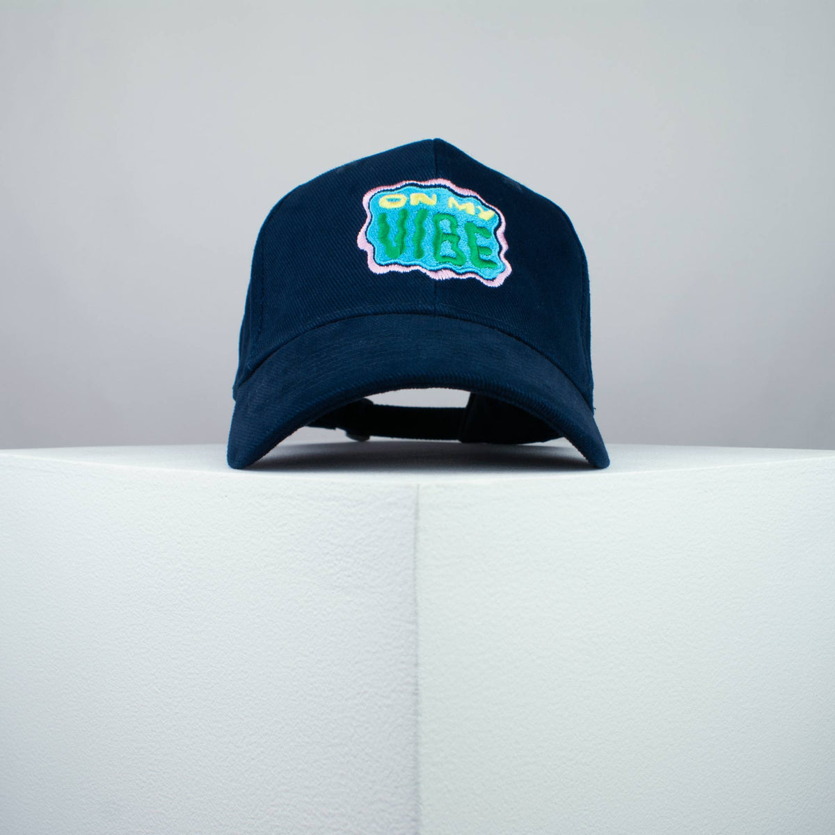 On my vibe embroidered baseball cap navy / yoga / meditation / anxiety / gift for her / embroidery / patch / hat / dad hat / cap / iron on patch / embroidered patch / badge / applique / embroidered / punk patches / trucker hat / snapback / caps / dad hats / baseball hat / mens hat / womens hat / embroidered hat / dad cap / embroidered cap