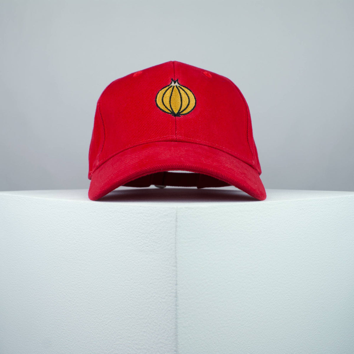 Onion embroidered baseball cap red / vegan / gift / food / embroidery / patch / hat / dad hat / cap / iron on patch / embroidered patch / badge / applique / embroidered / punk patches / trucker hat / snapback / caps / dad hats / baseball hat / mens hat / womens hat / embroidered hat / dad cap / embroidered cap