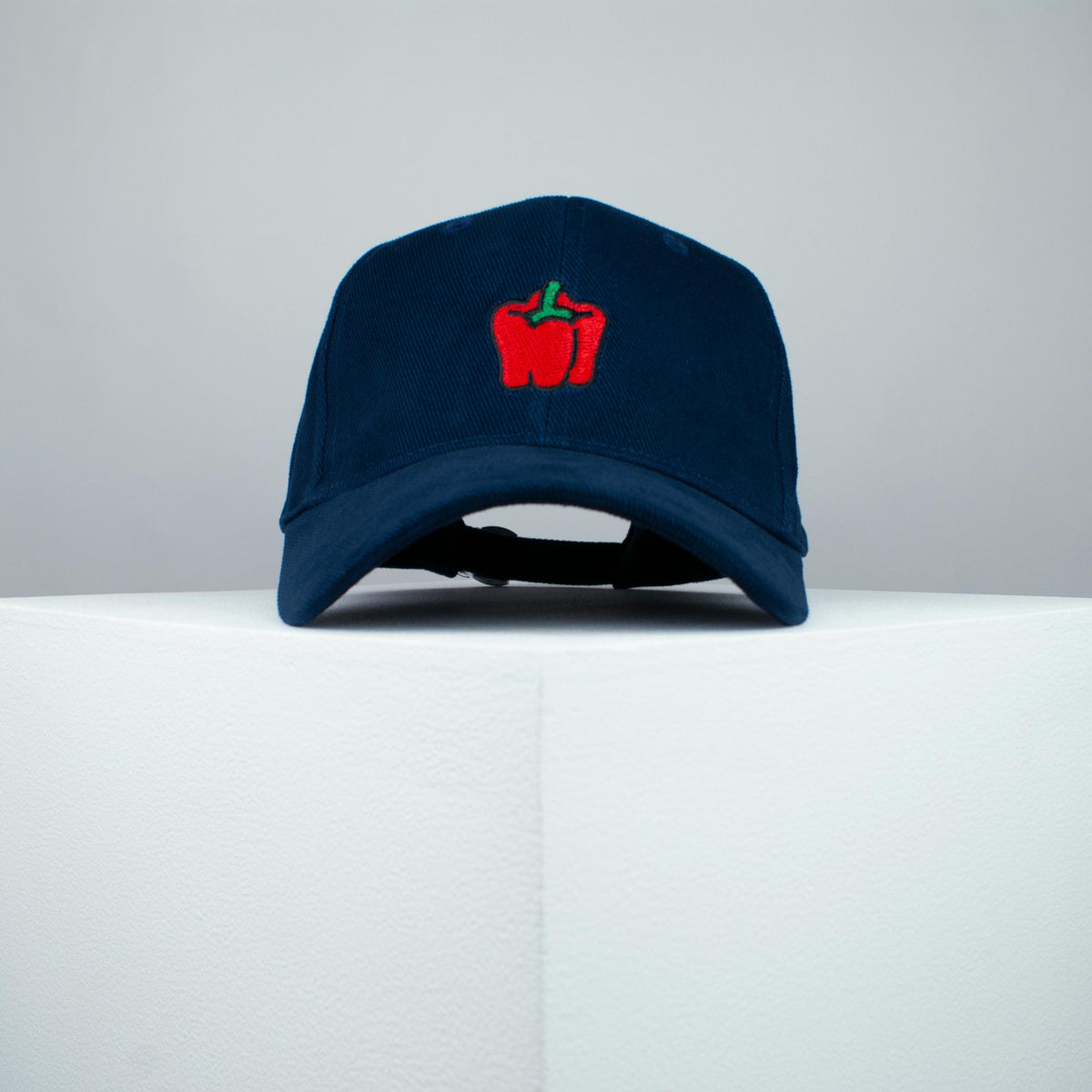 Pepper embroidered baseball cap navy / vegan / gift / food / embroidery / patch / hat / dad hat / cap / iron on patch / embroidered patch / badge / applique / embroidered / punk patches / trucker hat / snapback / caps / dad hats / baseball hat / mens hat / womens hat / embroidered hat / dad cap / embroidered cap