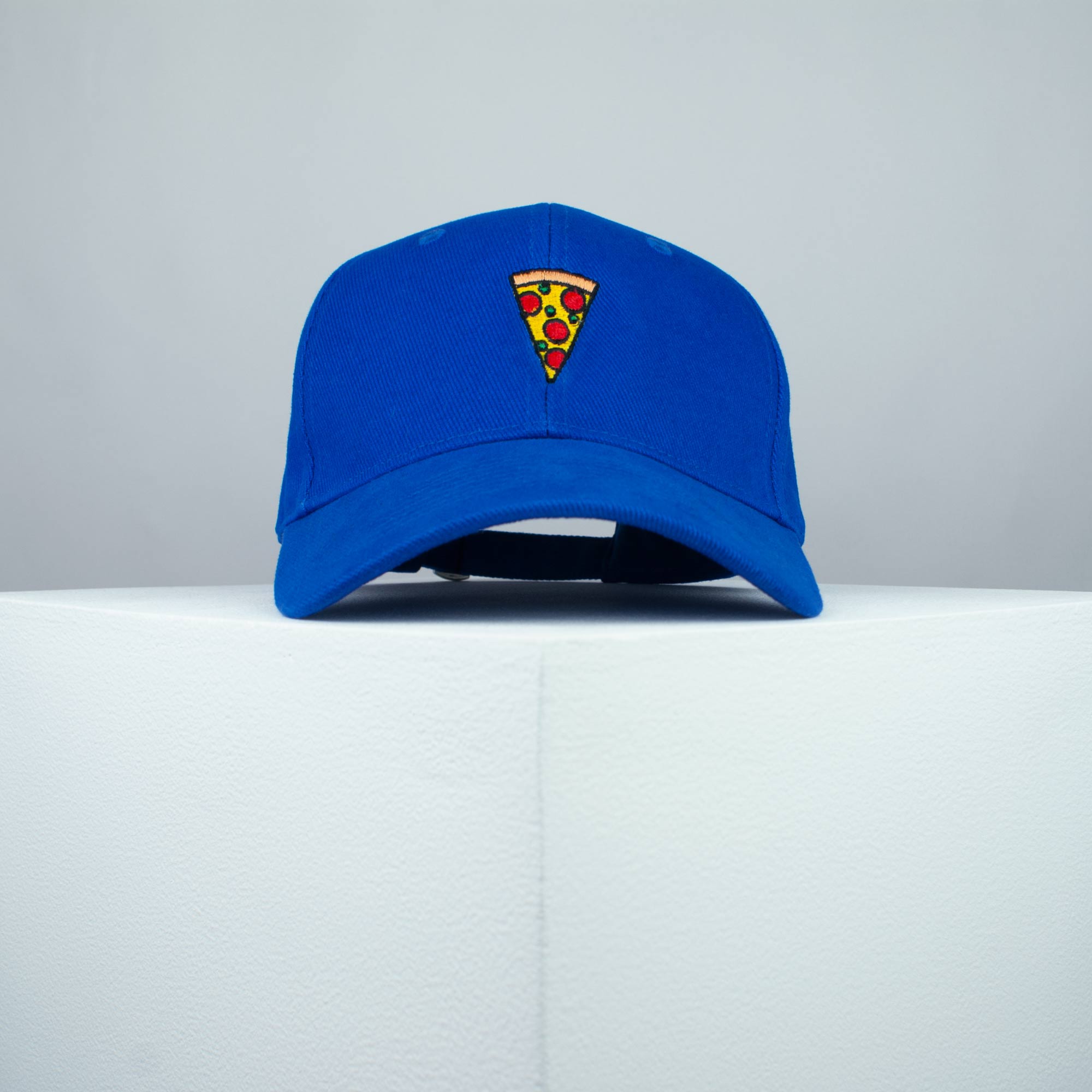 Pizza slice embroidered baseball cap blue / pizza / patches / food / embroidery / patch / hat / dad hat / cap / iron on patch / embroidered patch / badge / applique / embroidered / punk patches / trucker hat / snapback / caps / dad hats / baseball hat / mens hat / womens hat / embroidered hat / dad cap / embroidered cap / website