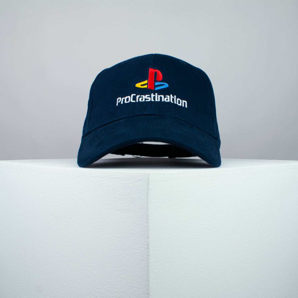 ProCrastination / PlayStation embroidered baseball cap navy / brand twisters / gaming / gamer / game / embroidery / patch / dad / hat / cap / clothing // Hatty Hats / iron on patch / dad hat embroidered patch / badge / applique / embroidered / punk patches / trucker hat / snapback / caps / dad hats / baseball hat / mens hat / womens hat / embroidered hat / dad cap / embroidered cap