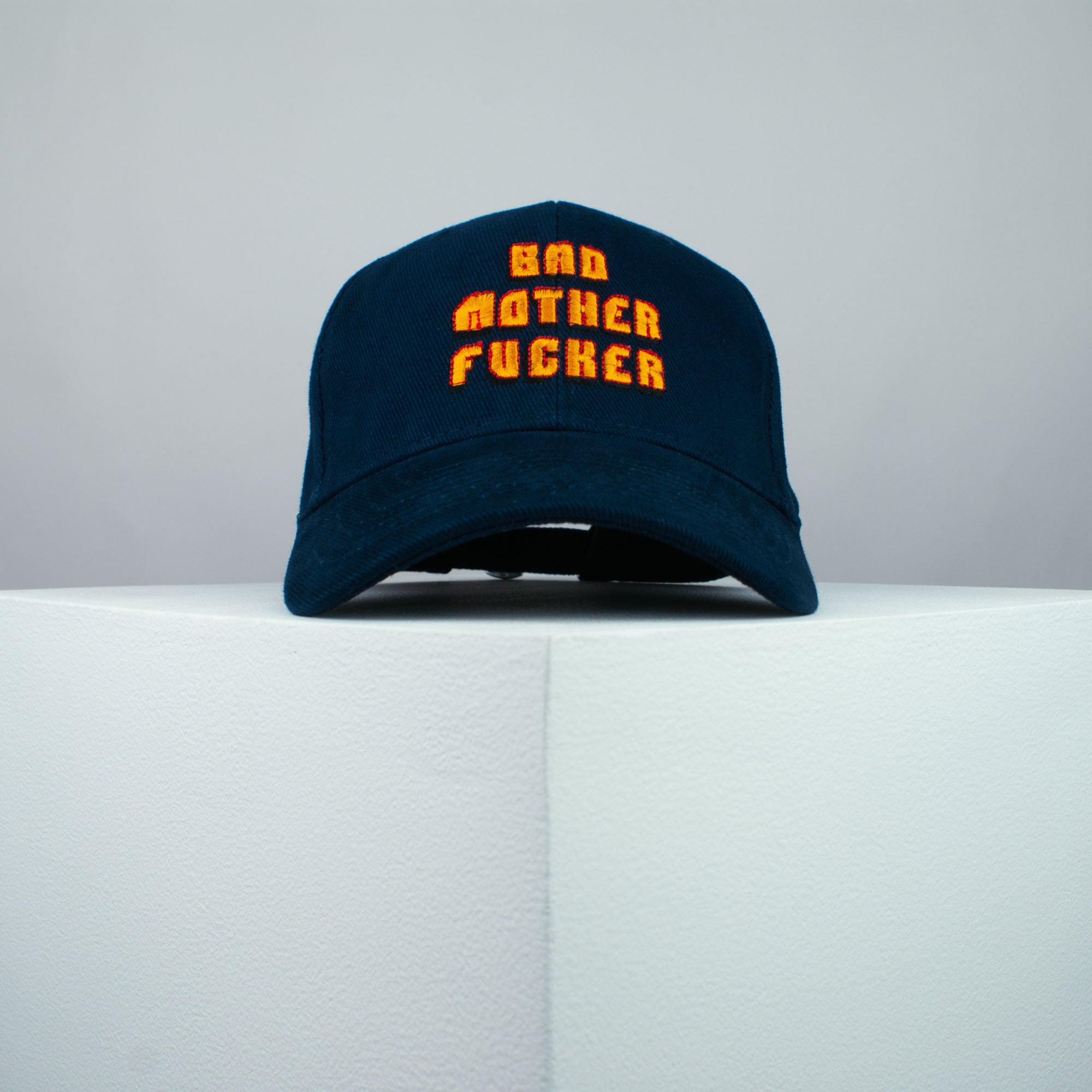 Pulp Fiction bad mother fucker embroidered baseball cap navy / wallet / t shirt / poster / dance / embroidery / patch / dad / hat / cap / clothing // Hatty Hats / iron on patch / dad hat embroidered patch / badge / applique / embroidered / punk patches / trucker hat / snapback / caps / dad hats / baseball hat / mens hat / womens hat / embroidered hat / dad cap / embroidered cap
